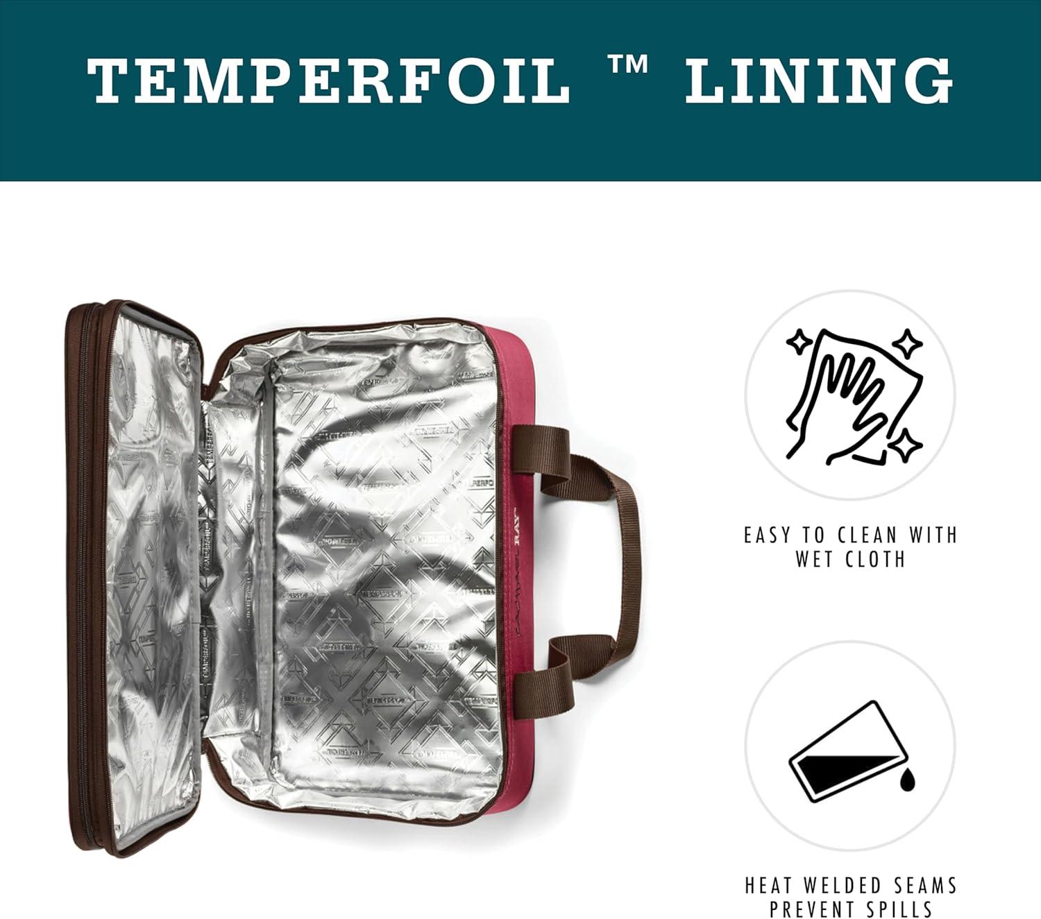 imageRachael Ray Expandable Insulated Casserole Carrier for Hot or Cold Food Thermal Lasagna Lugger Tote for Potluck Parties Picnic and Cookouts Fits 9quot x 13quot Baking DishBurgandy