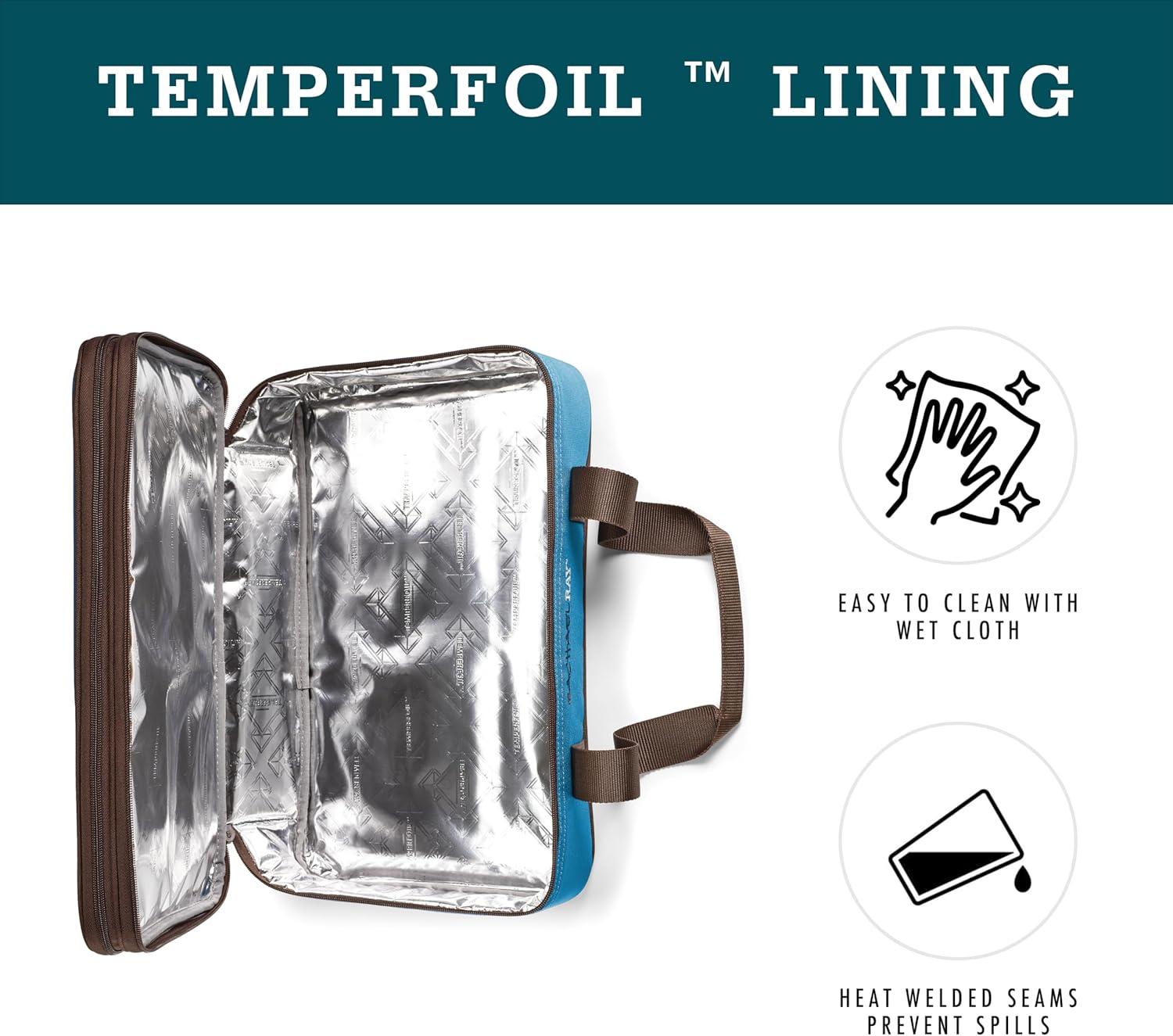 imageRachael Ray Expandable Insulated Casserole Carrier for Hot or Cold Food Thermal Lasagna Lugger Tote for Potluck Parties Picnic and Cookouts Fits 9quot x 13quot Baking DishMarine Blue Plaid
