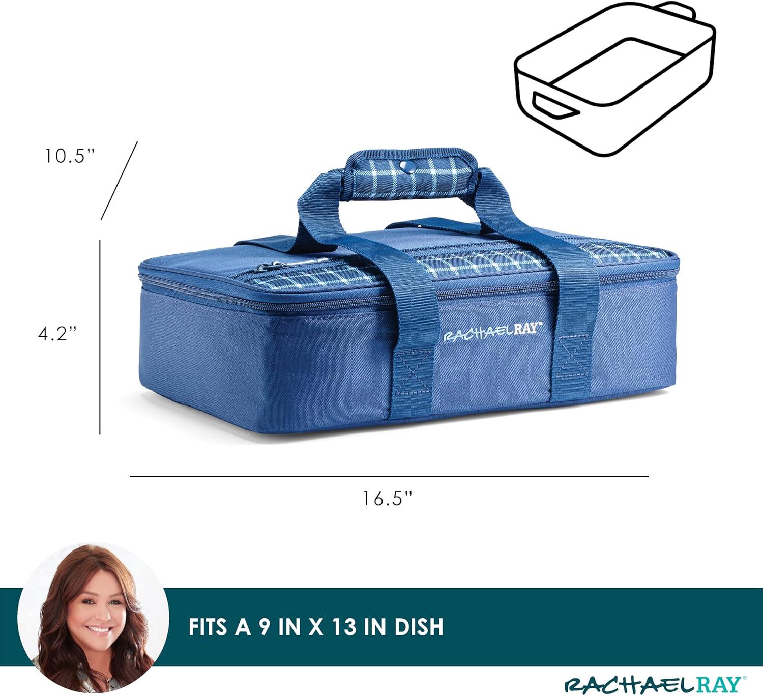 imageRachael Ray Lasagna Lugger Thermal Insulated Casserole Carrier for Hot or Cold Food Lugger Tote for Potluck Parties Picnic and Cookouts Fits 9quot x 13quot Baking DishNavy Gingham