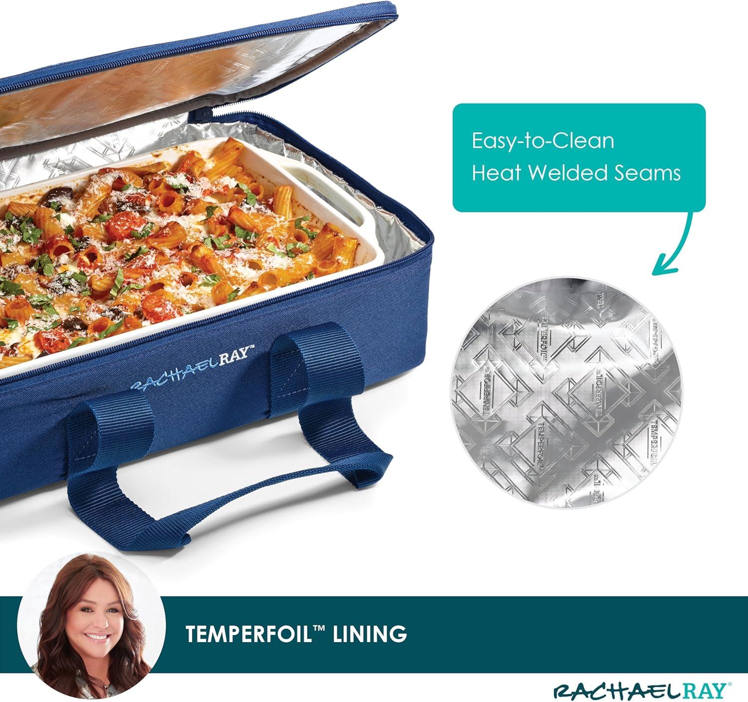 imageRachael Ray Lasagna Lugger Thermal Insulated Casserole Carrier for Hot or Cold Food Lugger Tote for Potluck Parties Picnic and Cookouts Fits 9quot x 13quot Baking DishNavy Gingham
