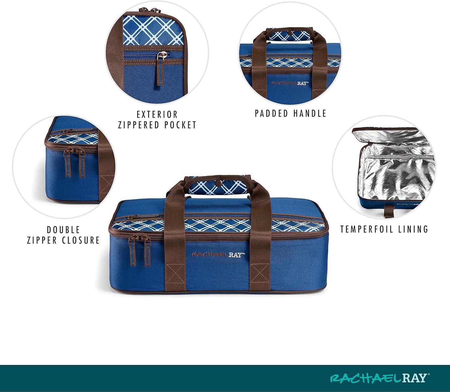 imageRachael Ray Lasagna Lugger Thermal Insulated Casserole Carrier for Hot or Cold Food Lugger Tote for Potluck Parties Picnic and Cookouts Fits 9quot x 13quot Baking DishBlue Plaid