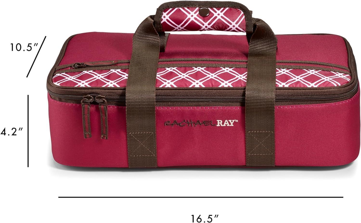imageRachael Ray Lasagna Lugger Thermal Insulated Casserole Carrier for Hot or Cold Food Lugger Tote for Potluck Parties Picnic and Cookouts Fits 9quot x 13quot Baking DishBurgundy