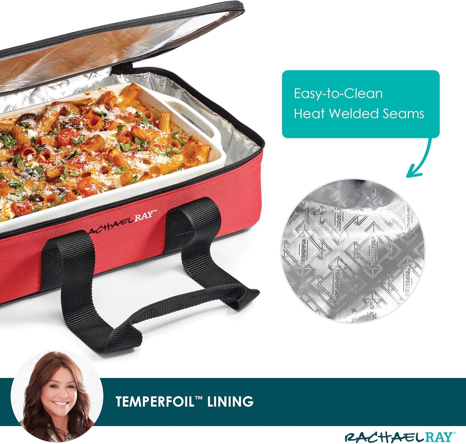 imageRachael Ray Lasagna Lugger Thermal Insulated Casserole Carrier for Hot or Cold Food Lugger Tote for Potluck Parties Picnic and Cookouts Fits 9quot x 13quot Baking DishRed Buffalo Check