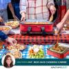 imageRachael Ray Lugger Duo Insulated Casserole Carrier for Hot or Cold Food Thermal Lasanga Lugger Tote for Potluck Parties Picnic and Cookouts Fits 9quot x 13quot Baking Dish Slate StripeRed Buffalo