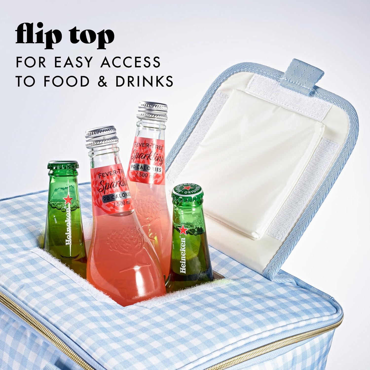 imageFit ampamp Fresh 24Can Soft Cooler Bag Insulated LeakResistant Portable Soft Cooler Large Cooler Soft Sided Cooler Bag Travel Cooler Pina ColadaBlue Gingham