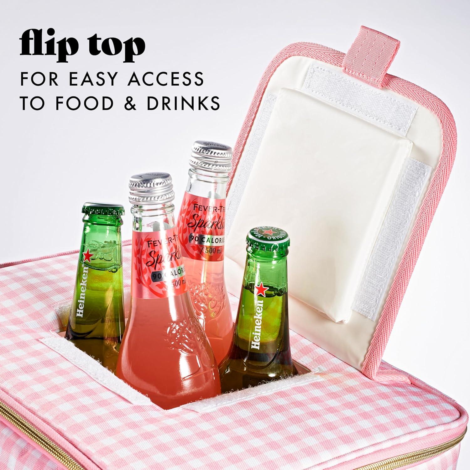 imageFit ampamp Fresh 24Can Soft Cooler Bag Insulated LeakResistant Portable Soft Cooler Large Cooler Soft Sided Cooler Bag Travel Cooler Pina ColadaPink Gingham