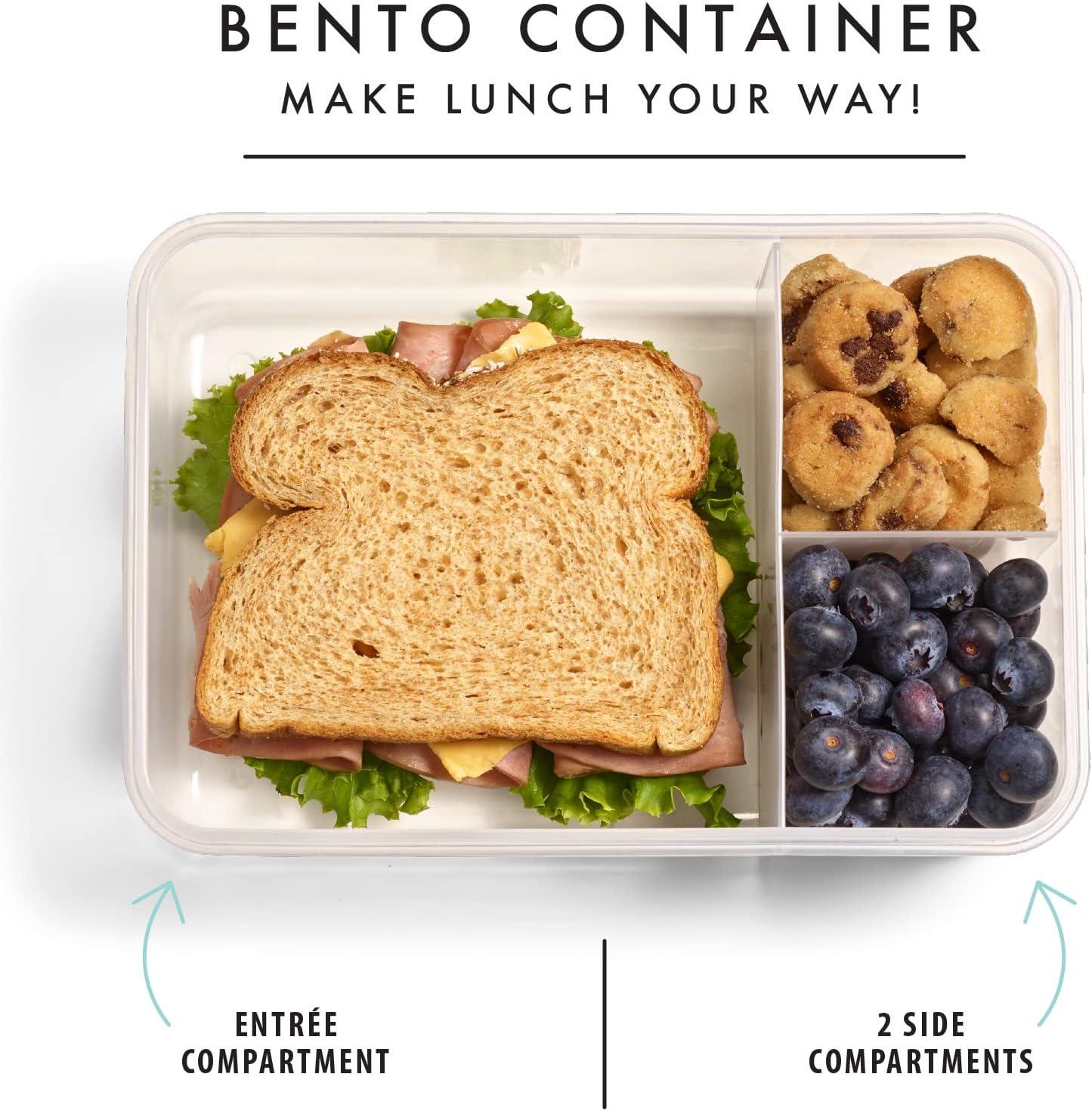 imageFit ampamp Fresh Bento Box Adult and Kids Lunch Box Container Includes 2 Slim Clipin Ice Packs Reusable LeakResistant ampamp Stackable Lunch Container for AdultsBento Lunch Box  Navy