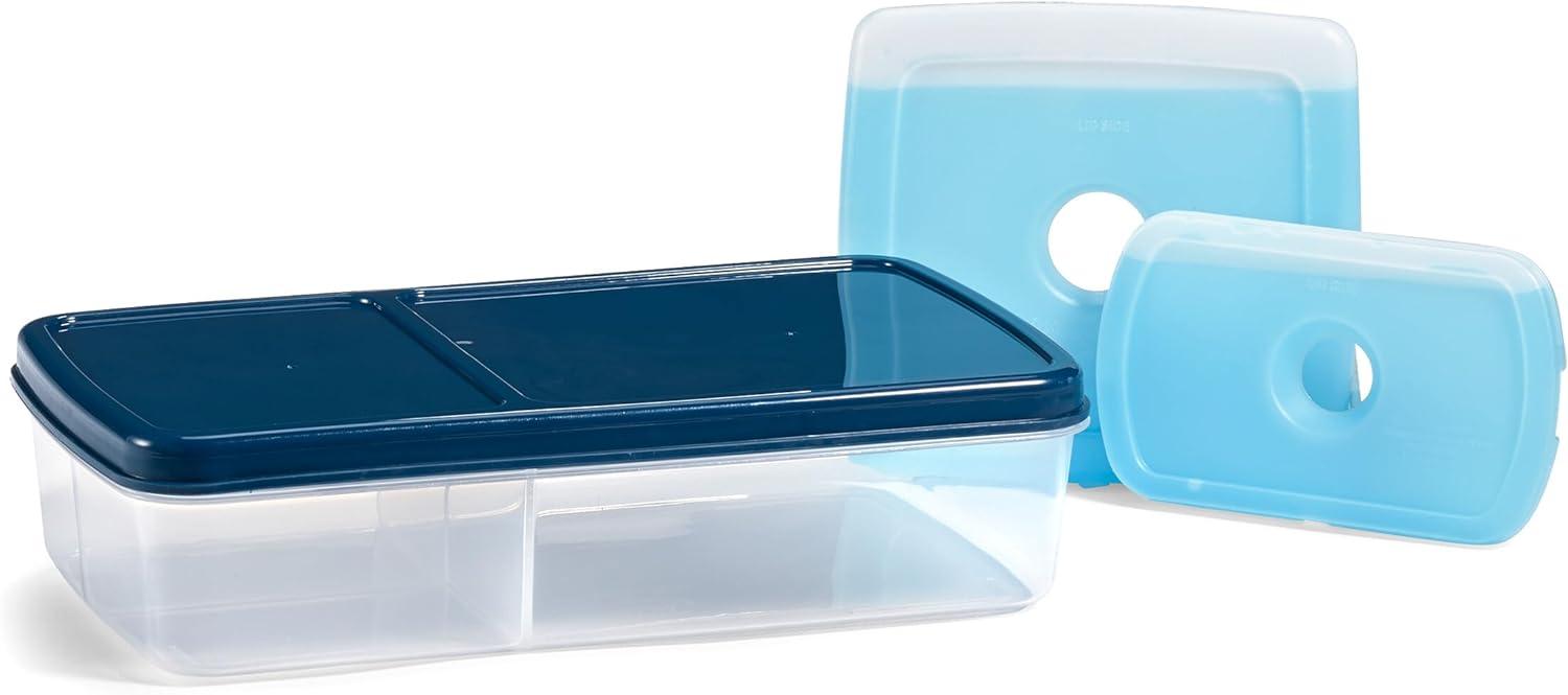 imageFit ampamp Fresh Bento Box Adult and Kids Lunch Box Container Includes 2 Slim Clipin Ice Packs Reusable LeakResistant ampamp Stackable Lunch Container for AdultsBento Lunch Box  Navy