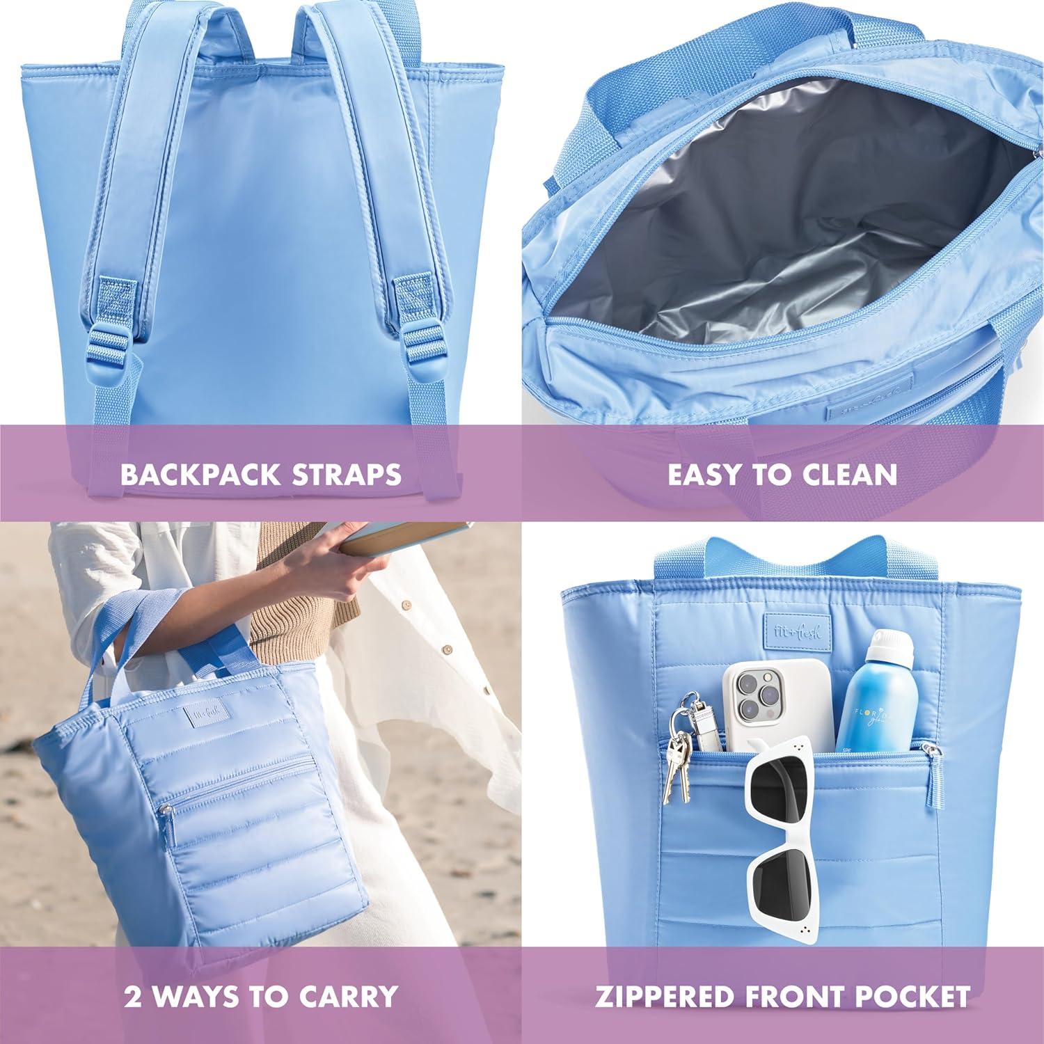 imageFit ampamp Fresh Carefree Cooler Collection  Insulated Leakproof WaterResistant Tote ampamp Mini Sling Bag for Summer Pool ampamp Travel18Can  Cornflower