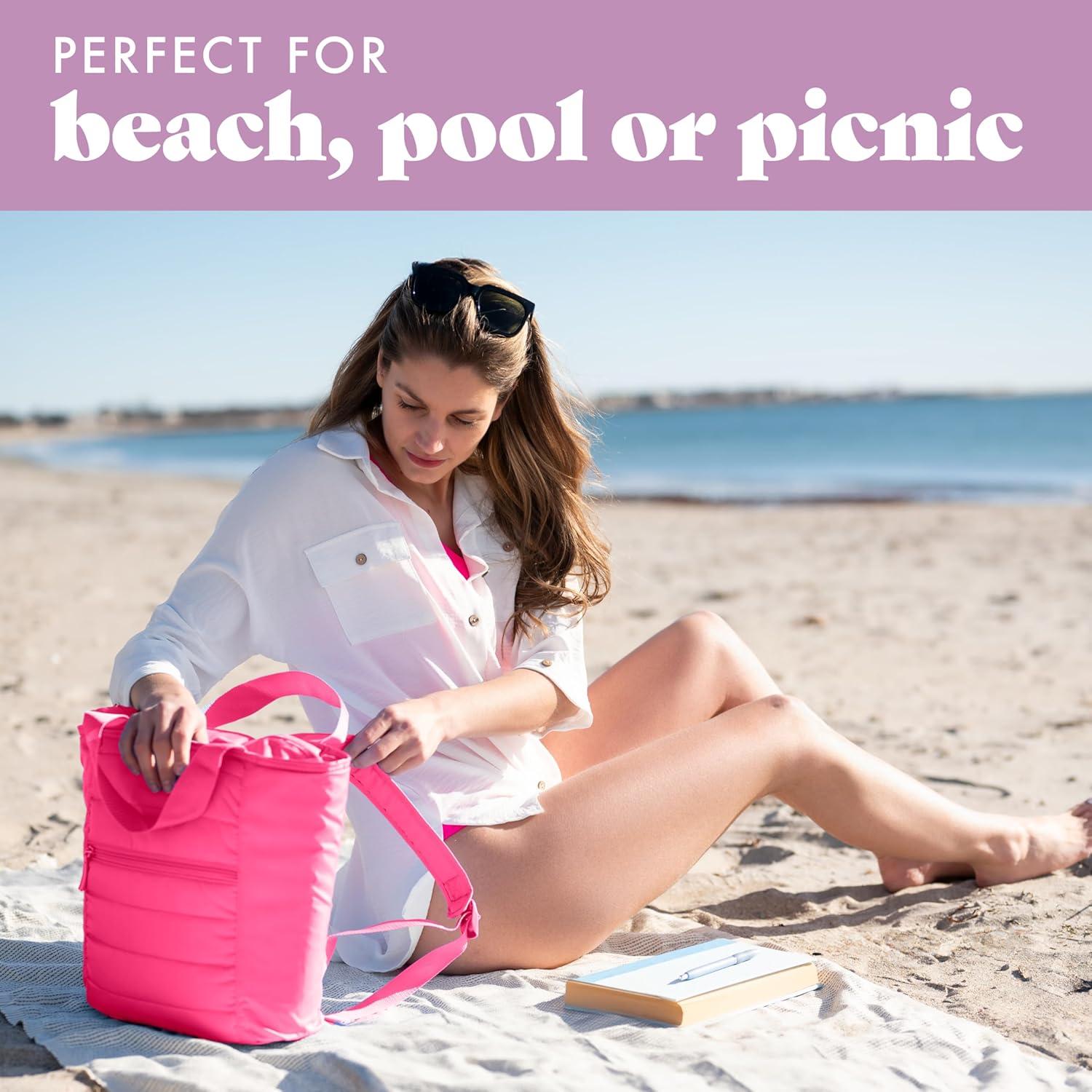 imageFit ampamp Fresh Carefree Cooler Collection  Insulated Leakproof WaterResistant Tote ampamp Mini Sling Bag for Summer Pool ampamp Travel18Can  Hot Pink