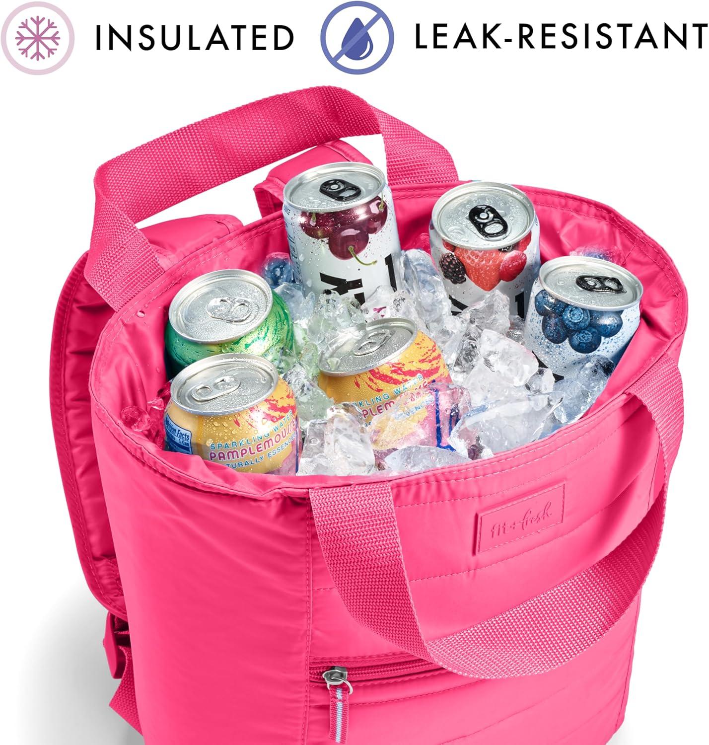 imageFit ampamp Fresh Carefree Cooler Collection  Insulated Leakproof WaterResistant Tote ampamp Mini Sling Bag for Summer Pool ampamp Travel18Can  Hot Pink
