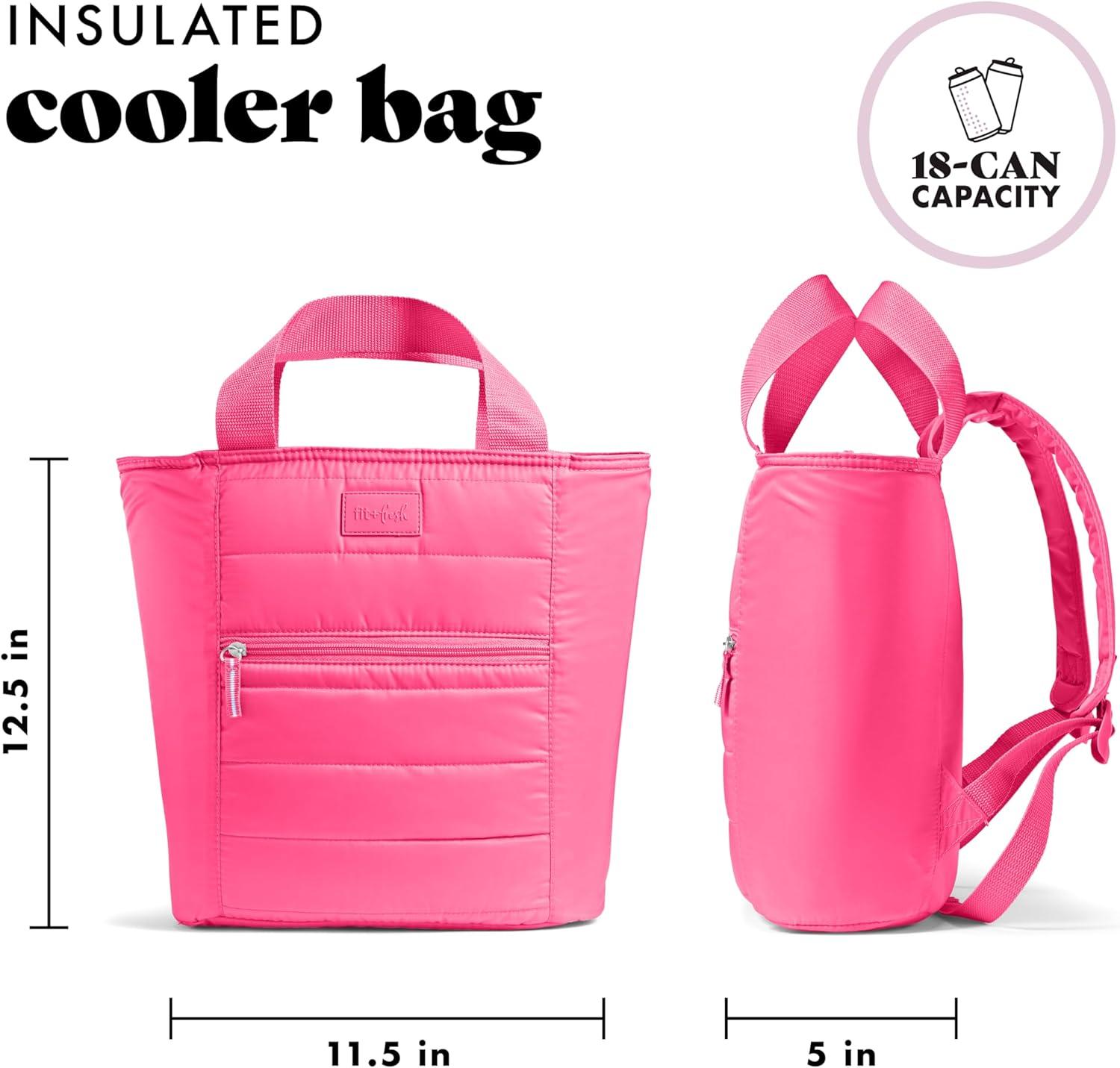 imageFit ampamp Fresh Carefree Cooler Collection  Insulated Leakproof WaterResistant Tote ampamp Mini Sling Bag for Summer Pool ampamp Travel18Can  Hot Pink