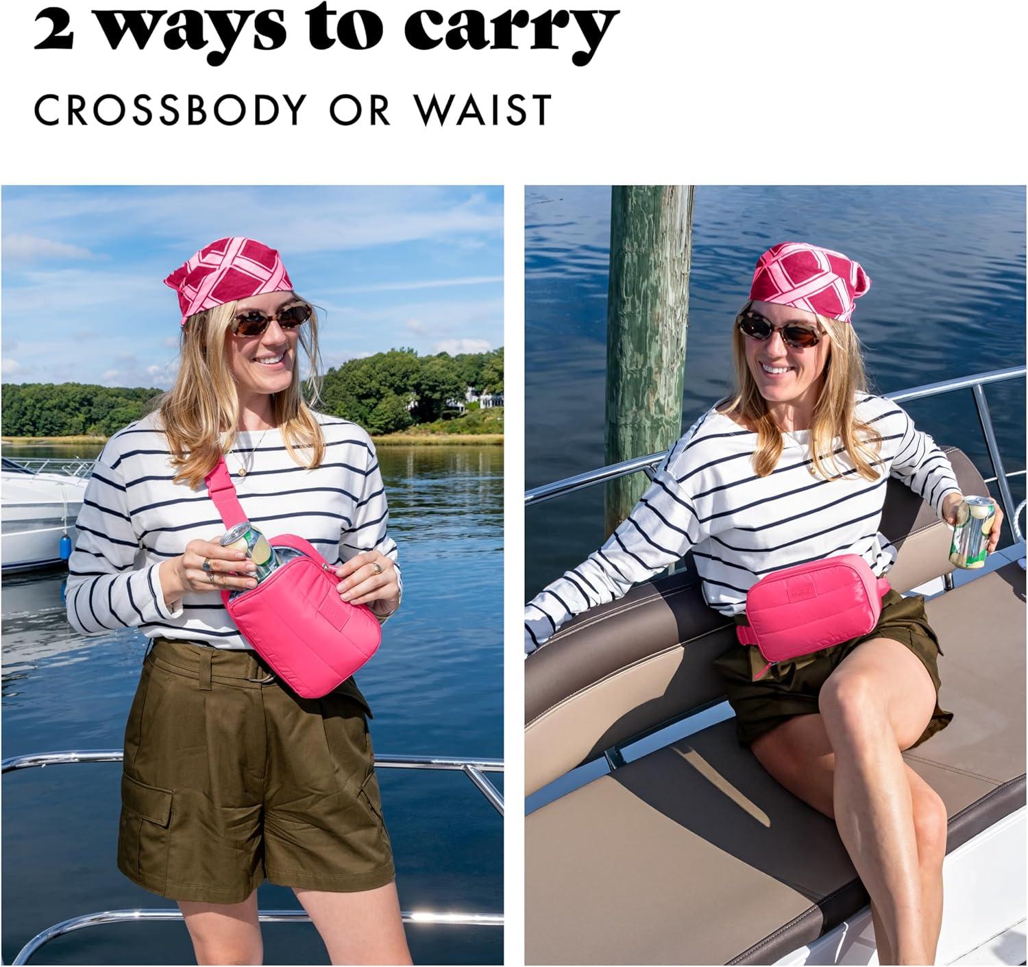 imageFit ampamp Fresh Carefree Cooler Collection  Insulated Leakproof WaterResistant Tote ampamp Mini Sling Bag for Summer Pool ampamp Travel3Can  Hot Pink