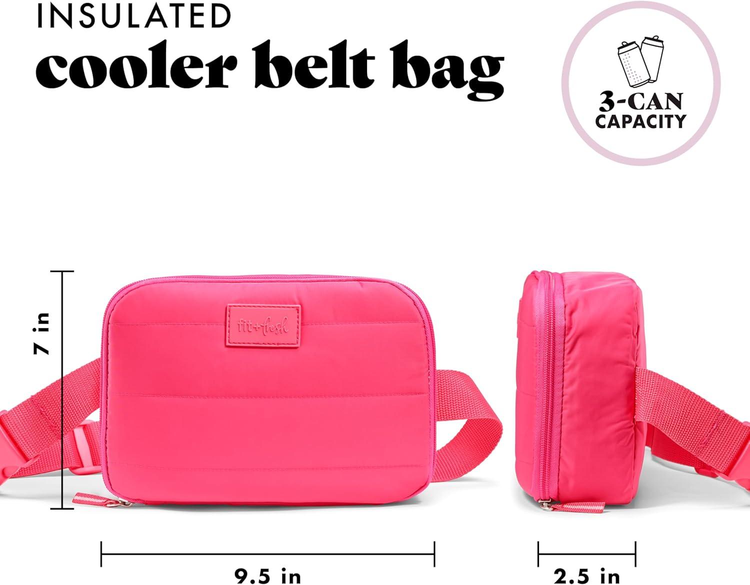 imageFit ampamp Fresh Carefree Cooler Collection  Insulated Leakproof WaterResistant Tote ampamp Mini Sling Bag for Summer Pool ampamp Travel3Can  Hot Pink