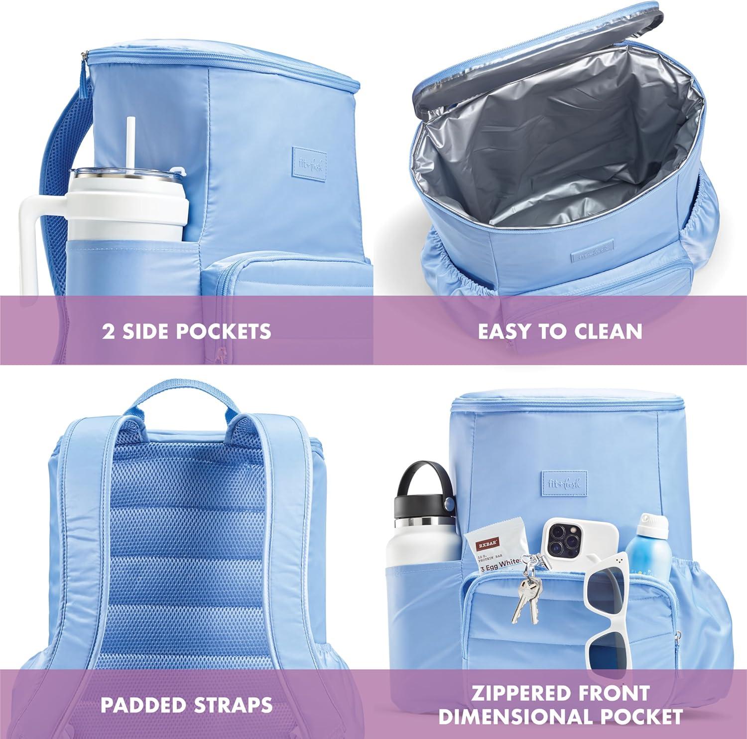 imageFit ampamp Fresh Insulated Backpack Soft Cooler  LeakResistant Beach ampamp Travel Bag for Women 24 Can Capacity Picnic ampamp Cooler BagCornflower