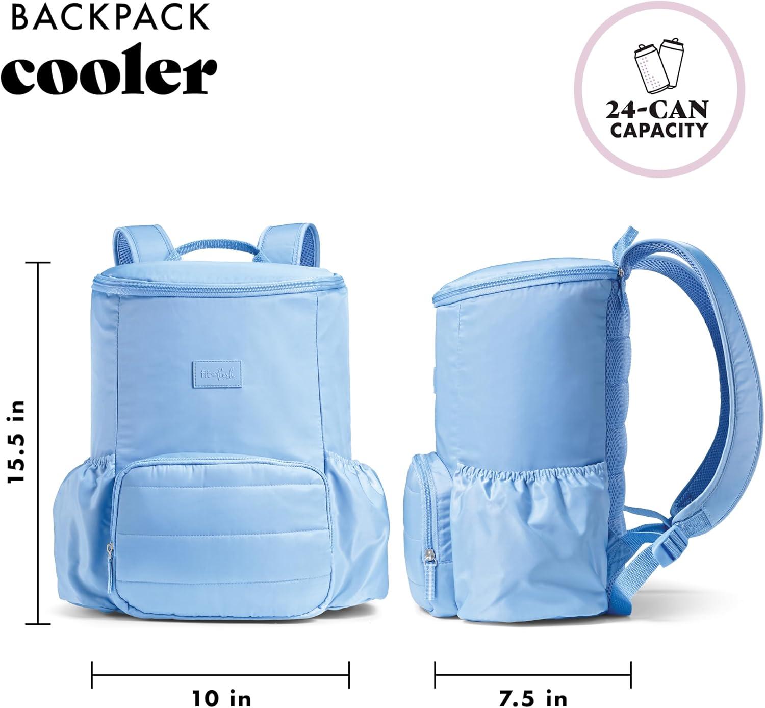 imageFit ampamp Fresh Insulated Backpack Soft Cooler  LeakResistant Beach ampamp Travel Bag for Women 24 Can Capacity Picnic ampamp Cooler BagCornflower