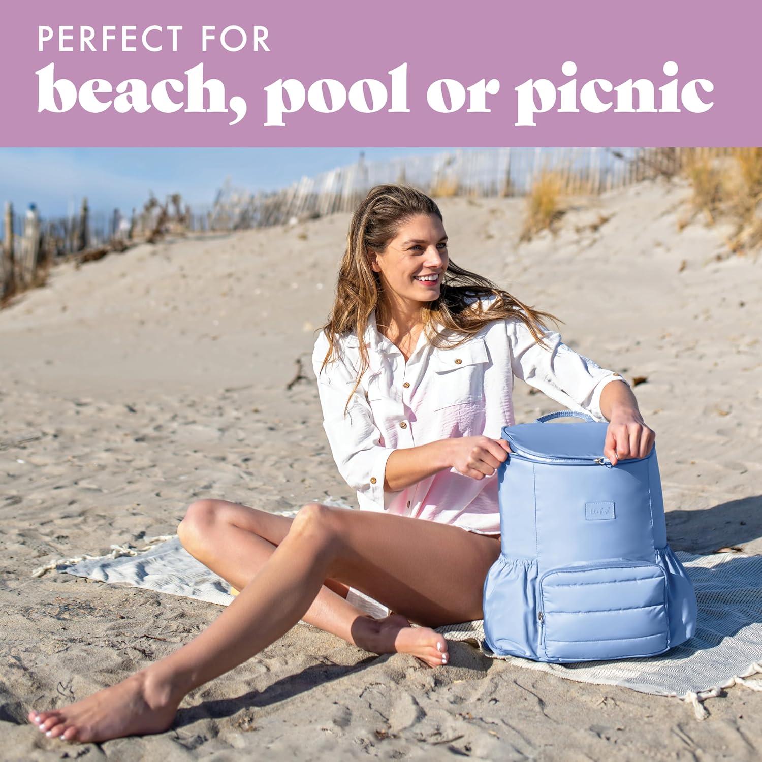imageFit ampamp Fresh Insulated Backpack Soft Cooler  LeakResistant Beach ampamp Travel Bag for Women 24 Can Capacity Picnic ampamp Cooler BagCornflower