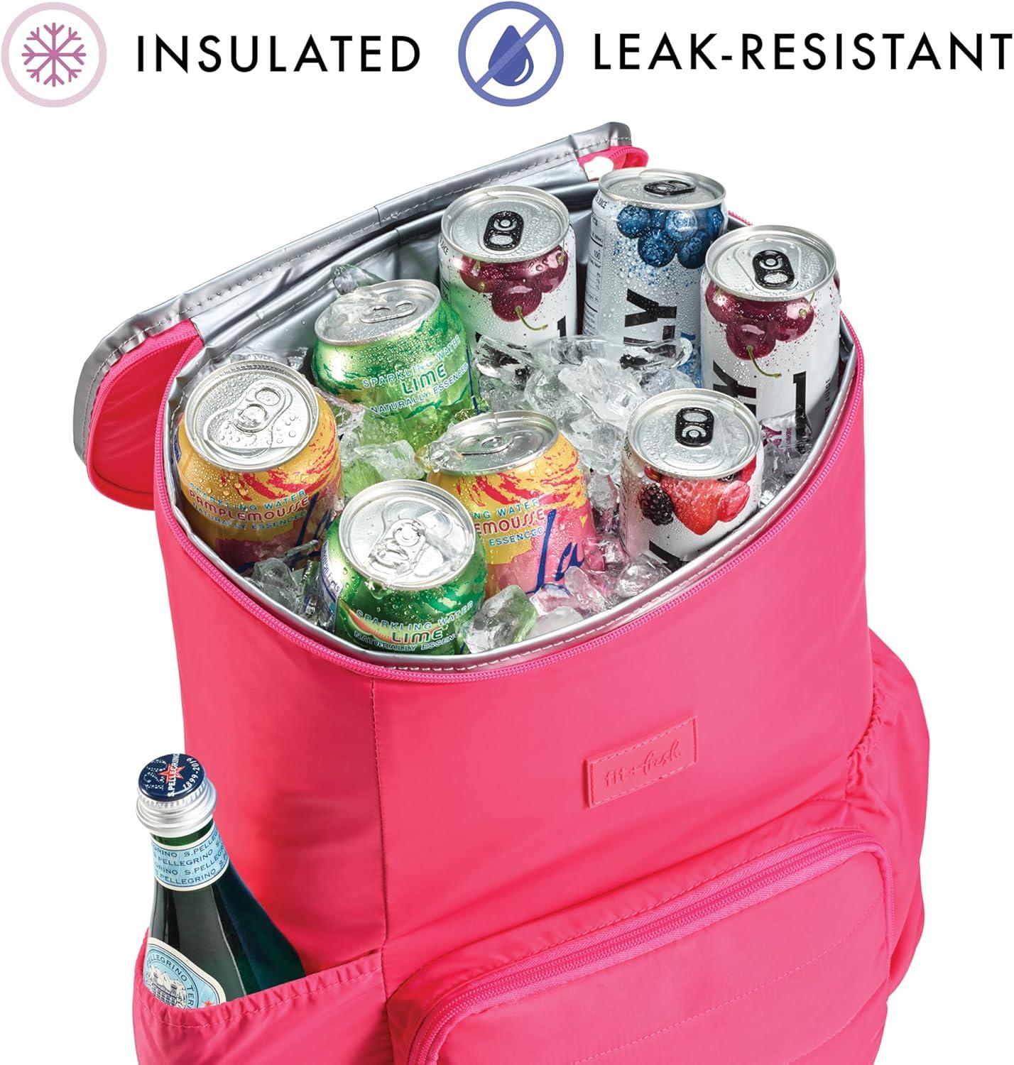 imageFit ampamp Fresh Insulated Backpack Soft Cooler  LeakResistant Beach ampamp Travel Bag for Women 24 Can Capacity Picnic ampamp Cooler BagHot Pink