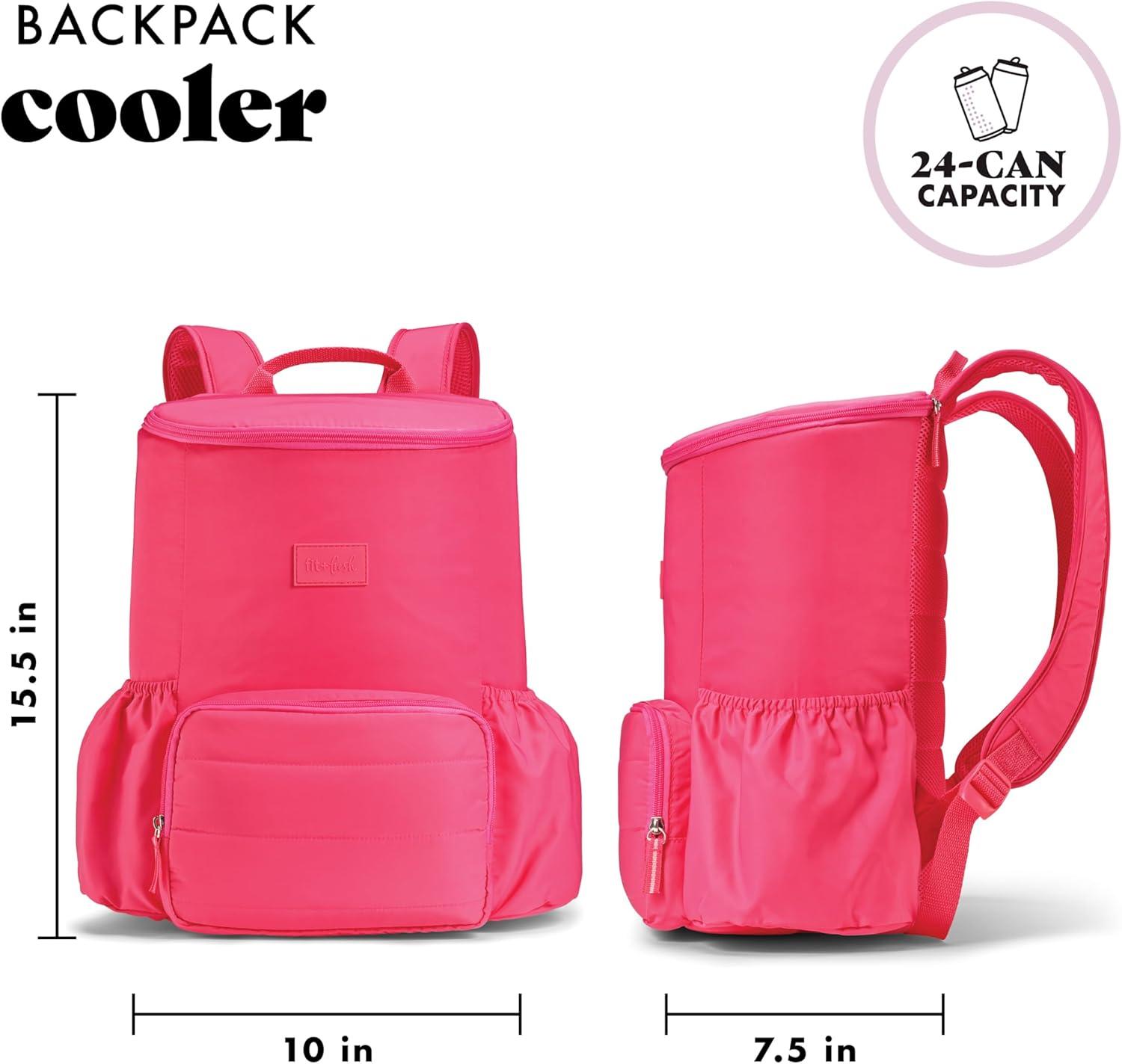 imageFit ampamp Fresh Insulated Backpack Soft Cooler  LeakResistant Beach ampamp Travel Bag for Women 24 Can Capacity Picnic ampamp Cooler BagHot Pink