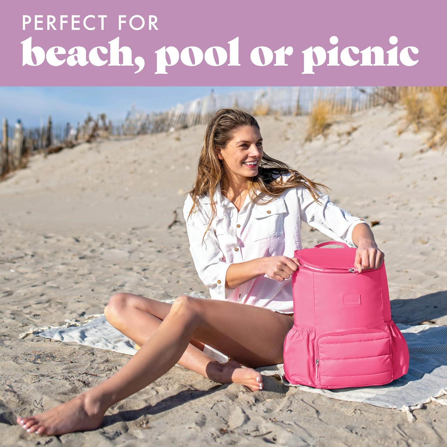 imageFit ampamp Fresh Insulated Backpack Soft Cooler  LeakResistant Beach ampamp Travel Bag for Women 24 Can Capacity Picnic ampamp Cooler BagHot Pink