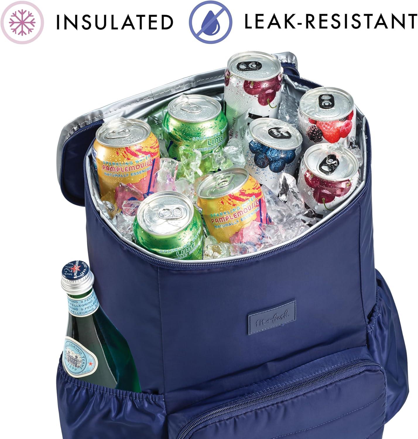 imageFit ampamp Fresh Insulated Backpack Soft Cooler  LeakResistant Beach ampamp Travel Bag for Women 24 Can Capacity Picnic ampamp Cooler BagMidnight Blue
