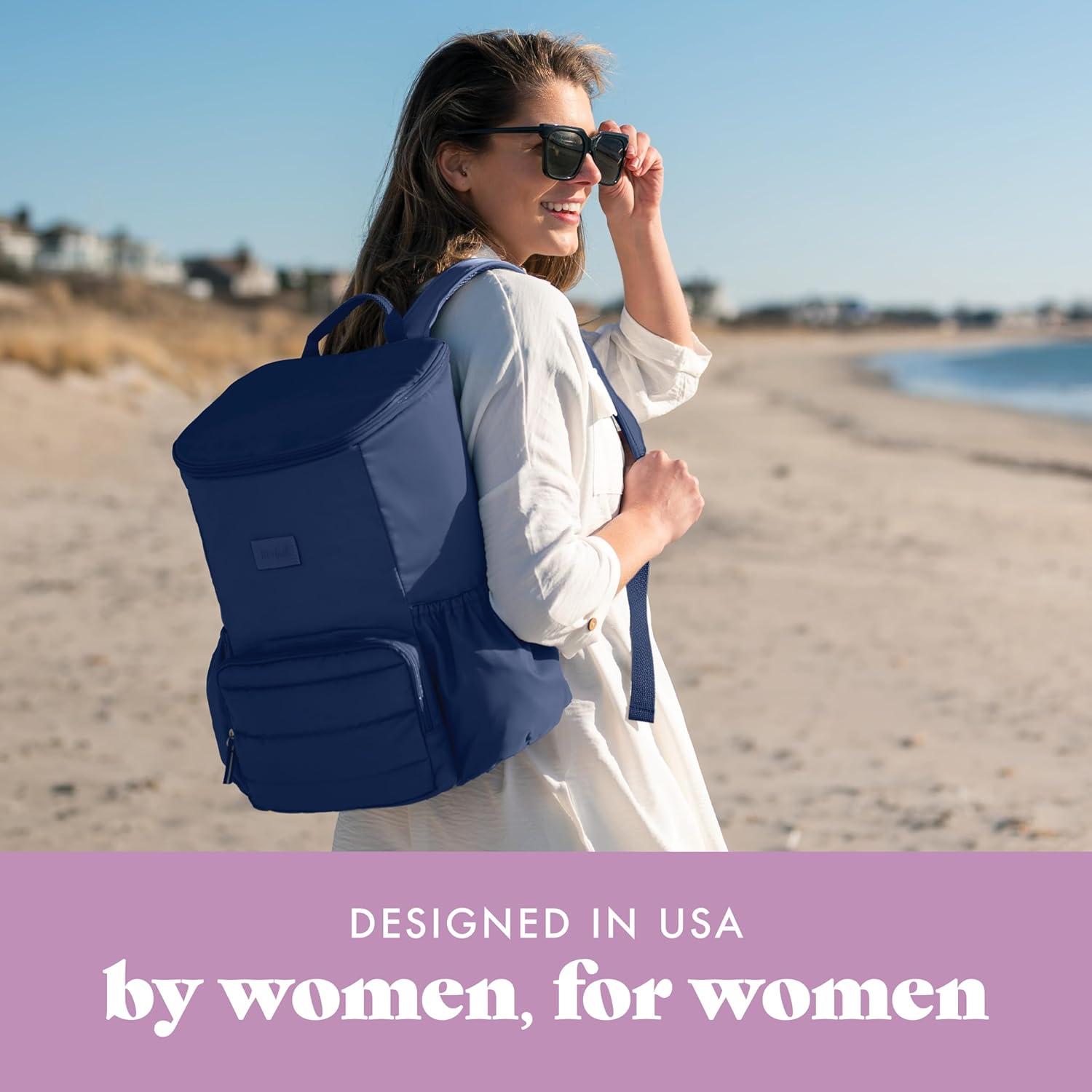 imageFit ampamp Fresh Insulated Backpack Soft Cooler  LeakResistant Beach ampamp Travel Bag for Women 24 Can Capacity Picnic ampamp Cooler BagMidnight Blue