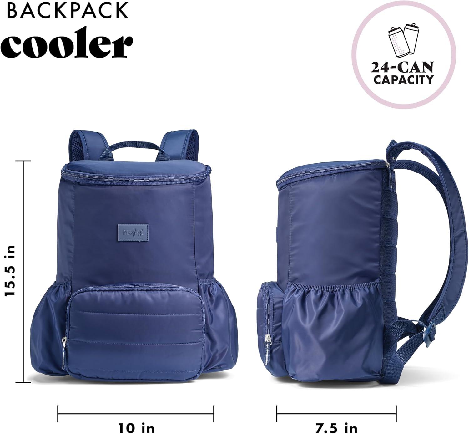 imageFit ampamp Fresh Insulated Backpack Soft Cooler  LeakResistant Beach ampamp Travel Bag for Women 24 Can Capacity Picnic ampamp Cooler BagMidnight Blue