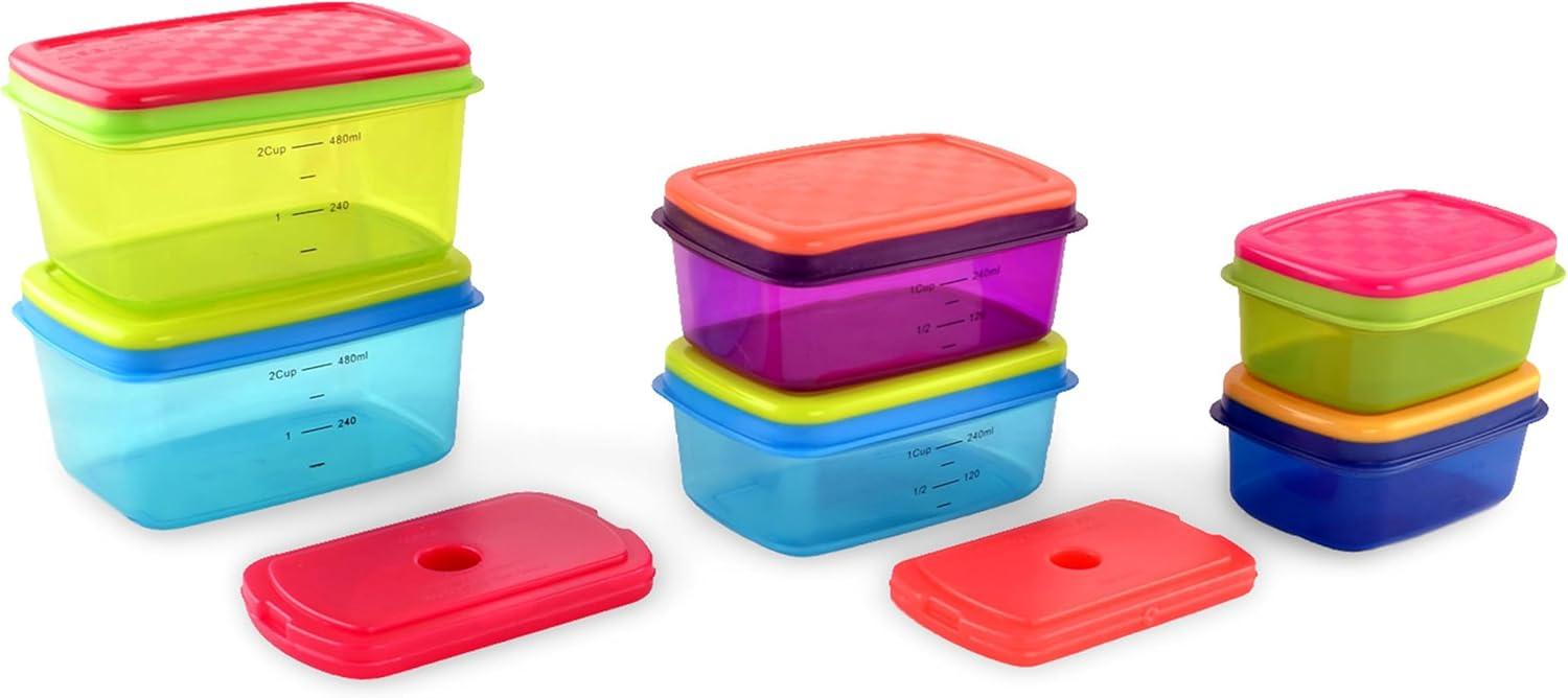 imageFit ampamp Fresh Kids Reusable Lunch Box Container Set with BuiltIn Ice Packs 14Piece Healthy Lunch and Snack Kit BPAFree Microwave Safe Portion ControlKids Healthy Lunch Set  14 Piece