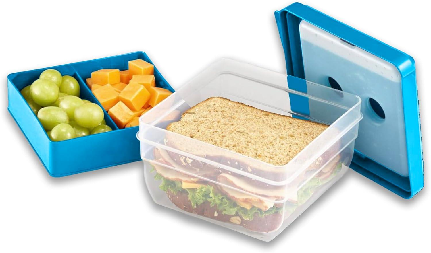 imageFit ampamp Fresh Kids SpillProof Meal Container 14 ounce capacity Colors may varyDivided Lunch Pack Carrier w Ice Pack