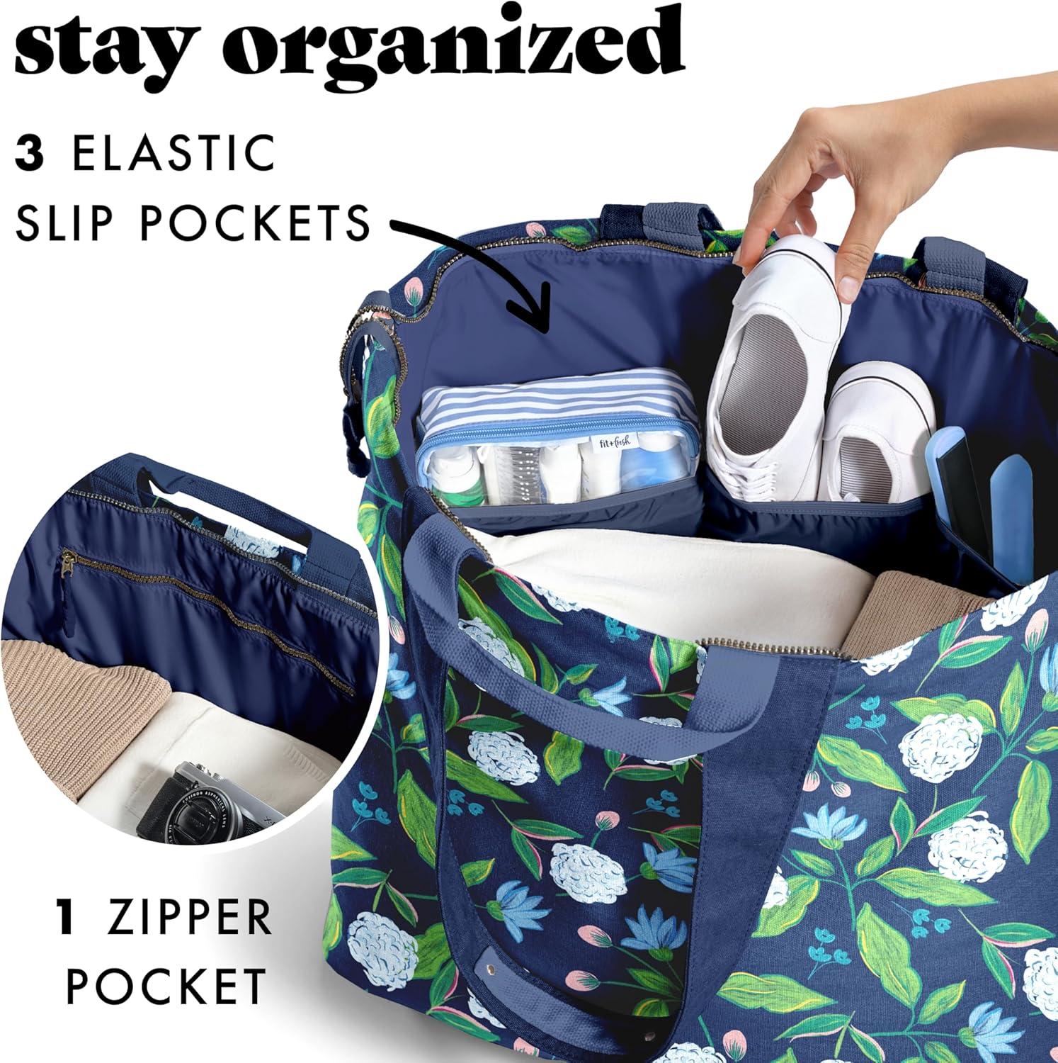 imageFit ampamp Fresh Large Beach Bag for Women  Extra Large Travel Tote With PocketsHappy Hydrangeas