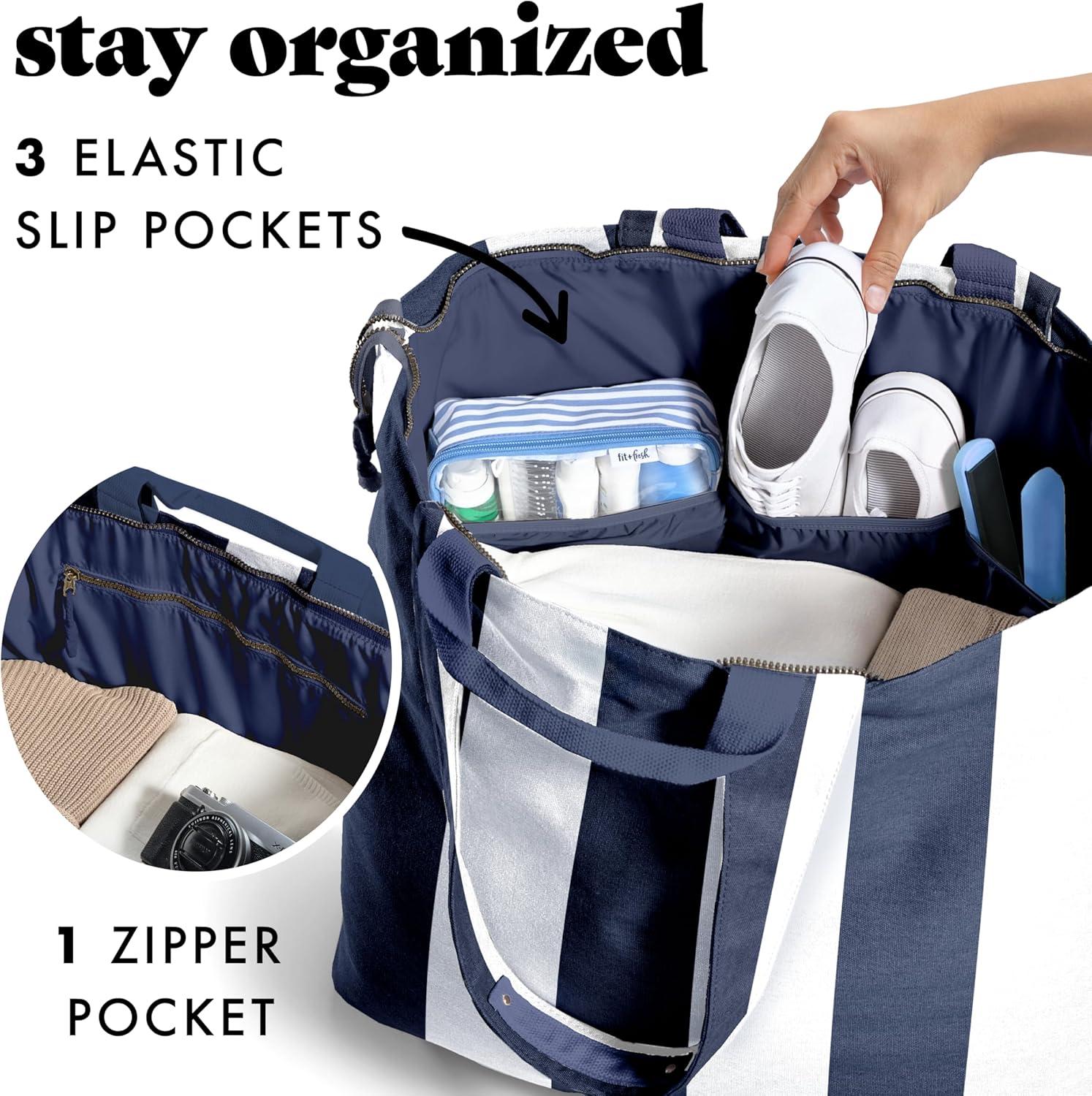 imageFit ampamp Fresh Large Beach Bag for Women  Extra Large Travel Tote With PocketsNavy