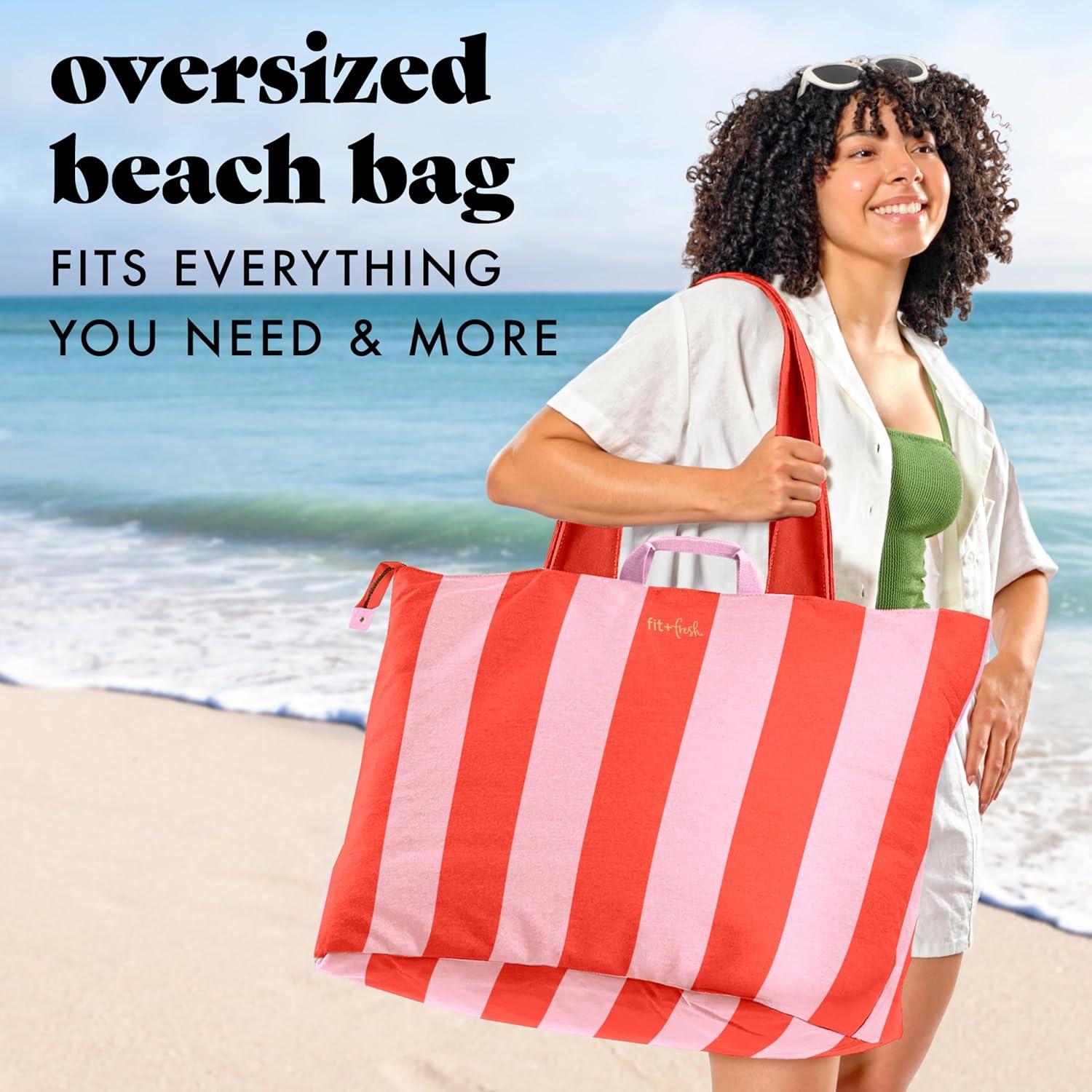 imageFit ampamp Fresh Large Beach Bag for Women  Extra Large Travel Tote With PocketsPink