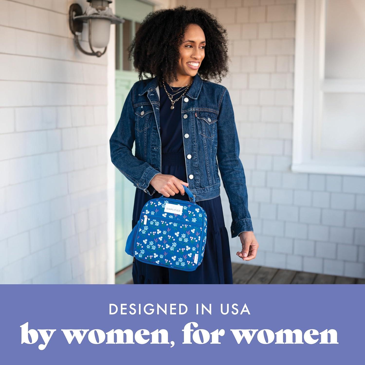 imageFit ampamp Fresh Lunch Bag For Women Insulated Womens Lunch Bag For Work Large Lunch Box For Women With Two Matching Containers Townsend Lunch Bag Navy WildflowerBlue Wildflower
