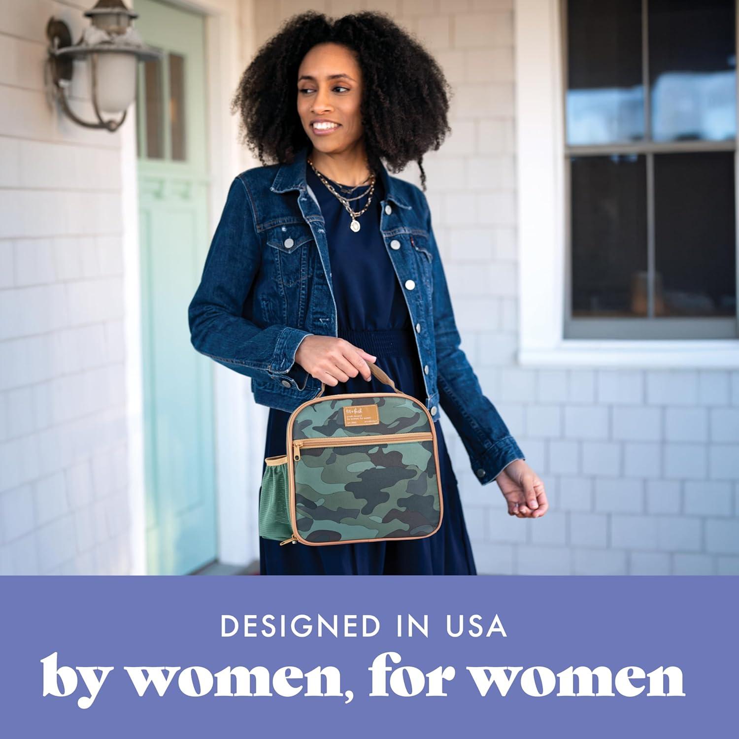 imageFit ampamp Fresh Lunch Bag For Women Insulated Womens Lunch Bag For Work Large Lunch Box For Women With Two Matching Containers Townsend Lunch Bag Navy WildflowerGreen Camo