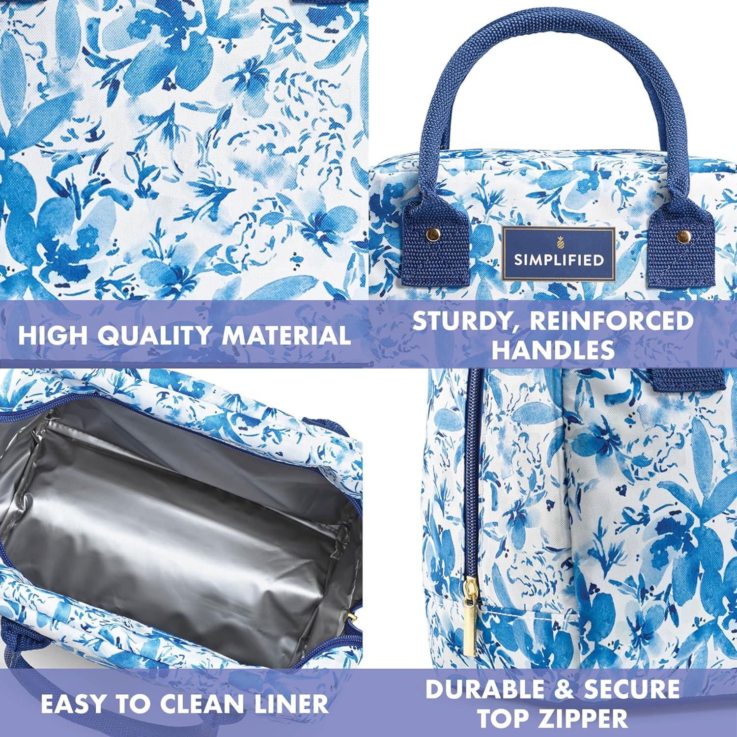 imageFit ampamp Fresh Lunch Bag For Women Insulated Womens Lunch Bag For Work Leakproof ampamp StainResistant Large Lunch Box For Women With Containers Zipper Closure Bloomington Bag Blue Floral