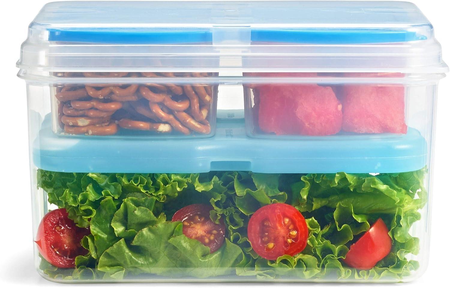 imageFit ampamp Fresh Pink Salad Container For Lunch 4 Cup Adult Salad Lunch Box With Compartments ampamp Ice PackEntree Set  Blue