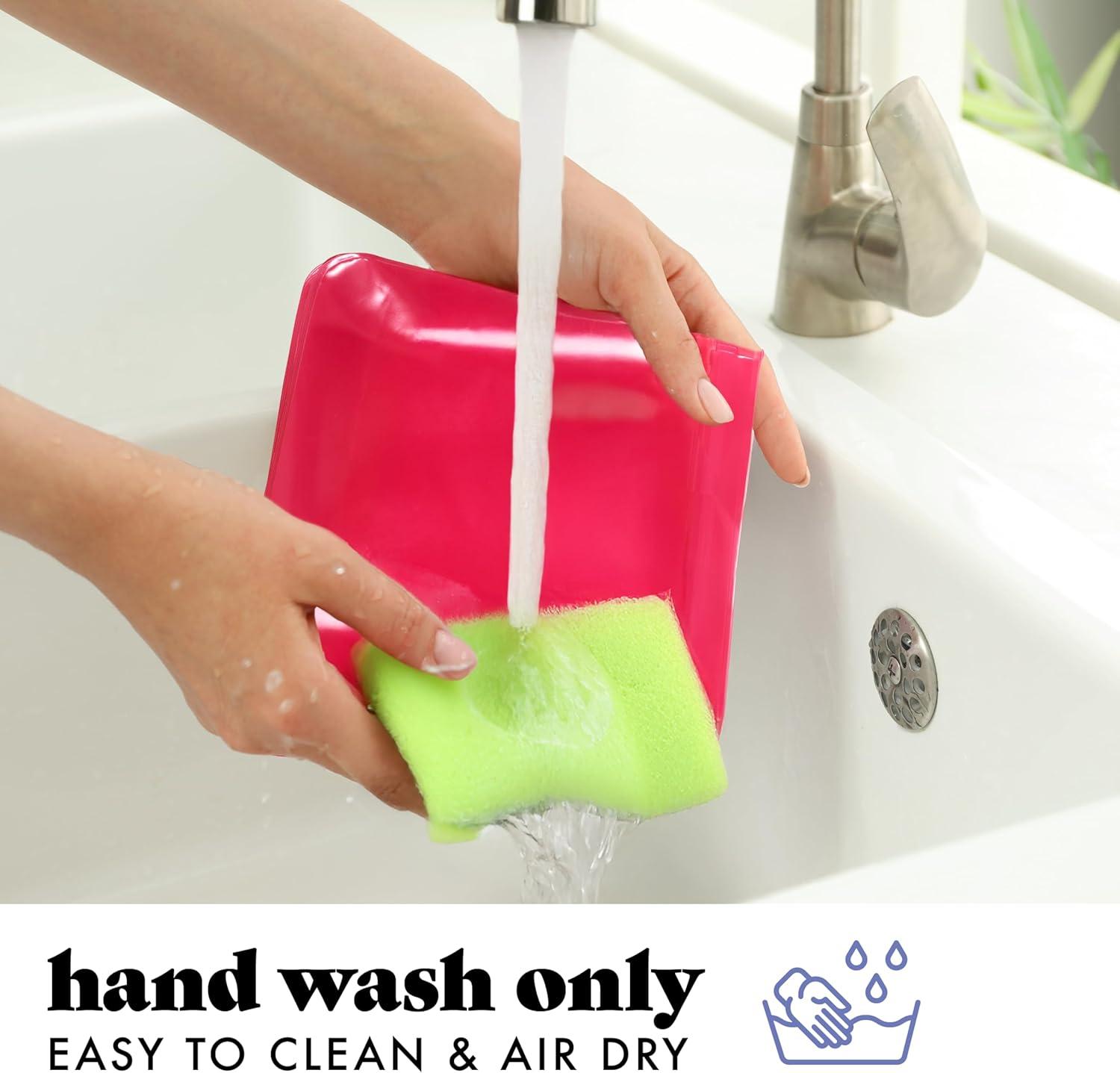 imageFit ampamp Fresh Reusable PEVA Storage Bags 3 Pack Reusable Food Storage Bags LeakProof Bag Durable Reusable Sandwich Bags Freezer Safe Bags Hand Wash Easy to Clean EcoFriendly Pink BowsPink Bows