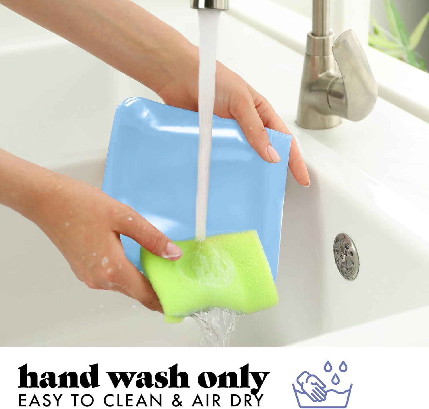 imageFit ampamp Fresh Reusable PEVA Storage Bags 3 Pack Reusable Food Storage Bags LeakProof Bag Durable Reusable Sandwich Bags Freezer Safe Bags Hand Wash Easy to Clean EcoFriendly Pink BowsBlue Floral Toile