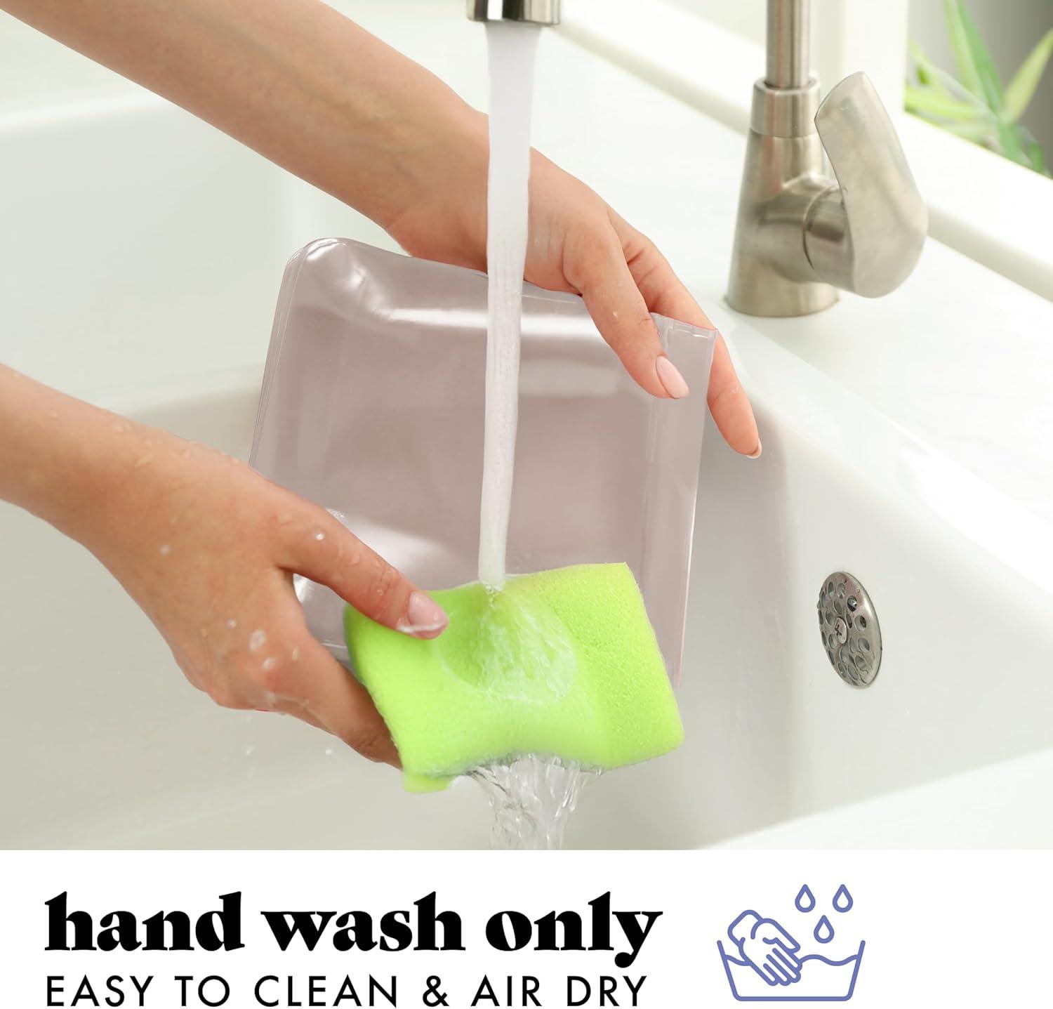 imageFit ampamp Fresh Reusable PEVA Storage Bags 3 Pack Reusable Food Storage Bags LeakProof Bag Durable Reusable Sandwich Bags Freezer Safe Bags Hand Wash Easy to Clean EcoFriendly Pink BowsIvory Feline Fine