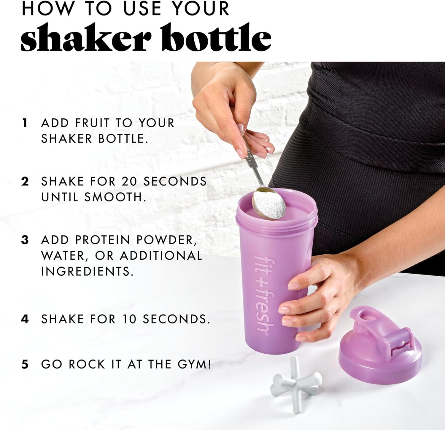 imageFit ampamp Fresh Shaker Bottle Leak Proof Sports Blender Bottle for Protein Mix For Women Durable Protein Shaker Cup 24 ozwith Unique Agitator for Smooth Mixing MauveMauve Purple