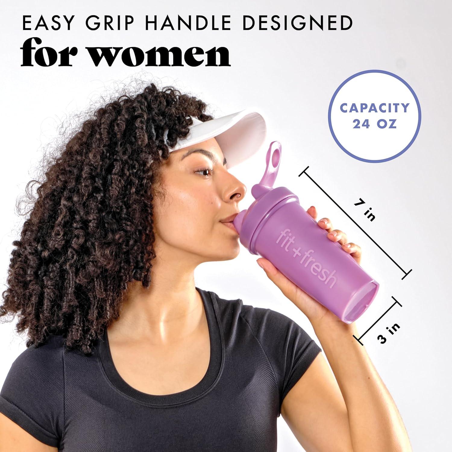 imageFit ampamp Fresh Shaker Bottle Leak Proof Sports Blender Bottle for Protein Mix For Women Durable Protein Shaker Cup 24 ozwith Unique Agitator for Smooth Mixing MauveMauve Purple