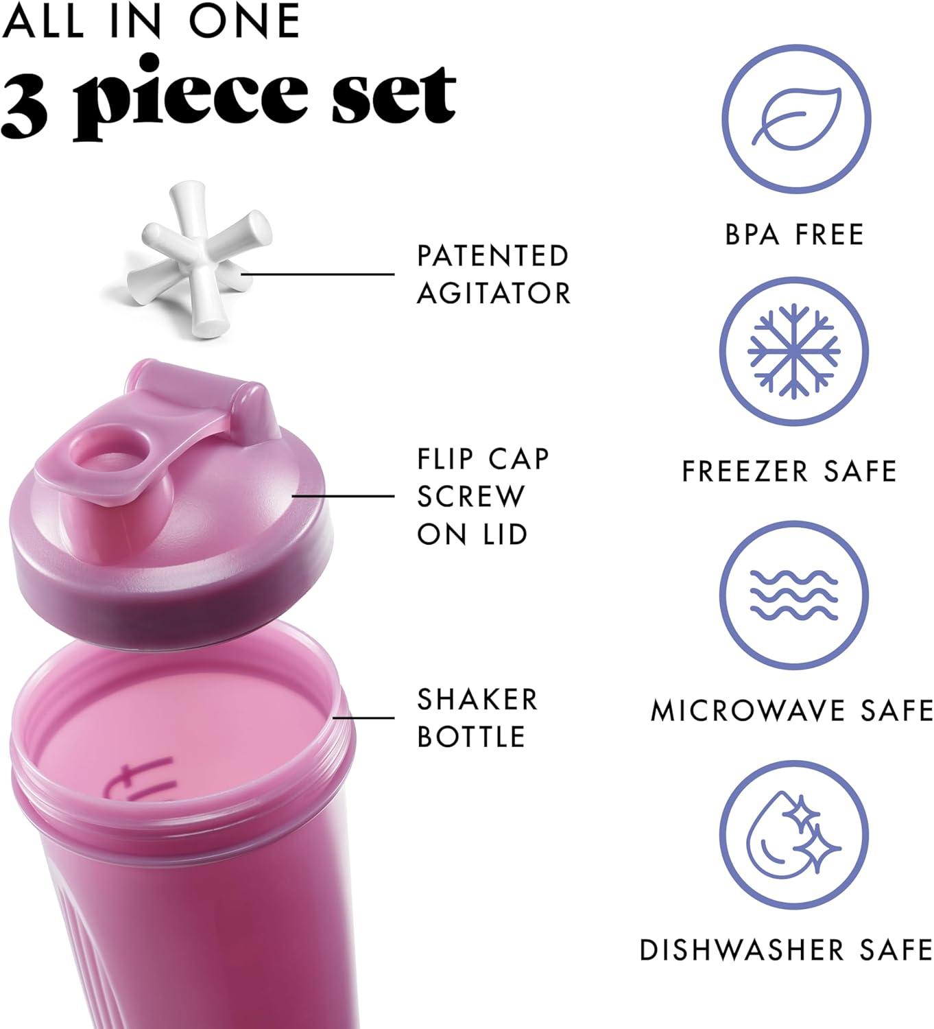 imageFit ampamp Fresh Shaker Bottle Leak Proof Sports Blender Bottle for Protein Mix For Women Durable Protein Shaker Cup 24 ozwith Unique Agitator for Smooth Mixing MauveMauve Purple