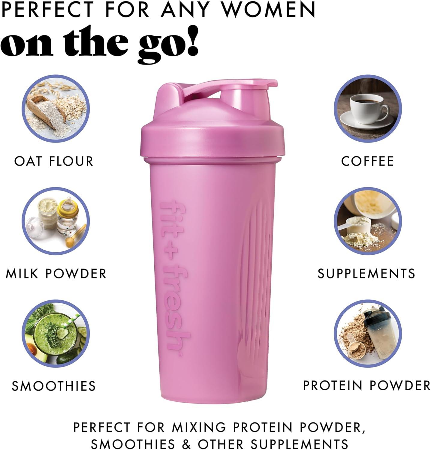imageFit ampamp Fresh Shaker Bottle Leak Proof Sports Blender Bottle for Protein Mix For Women Durable Protein Shaker Cup 24 ozwith Unique Agitator for Smooth Mixing MauveMauve Purple