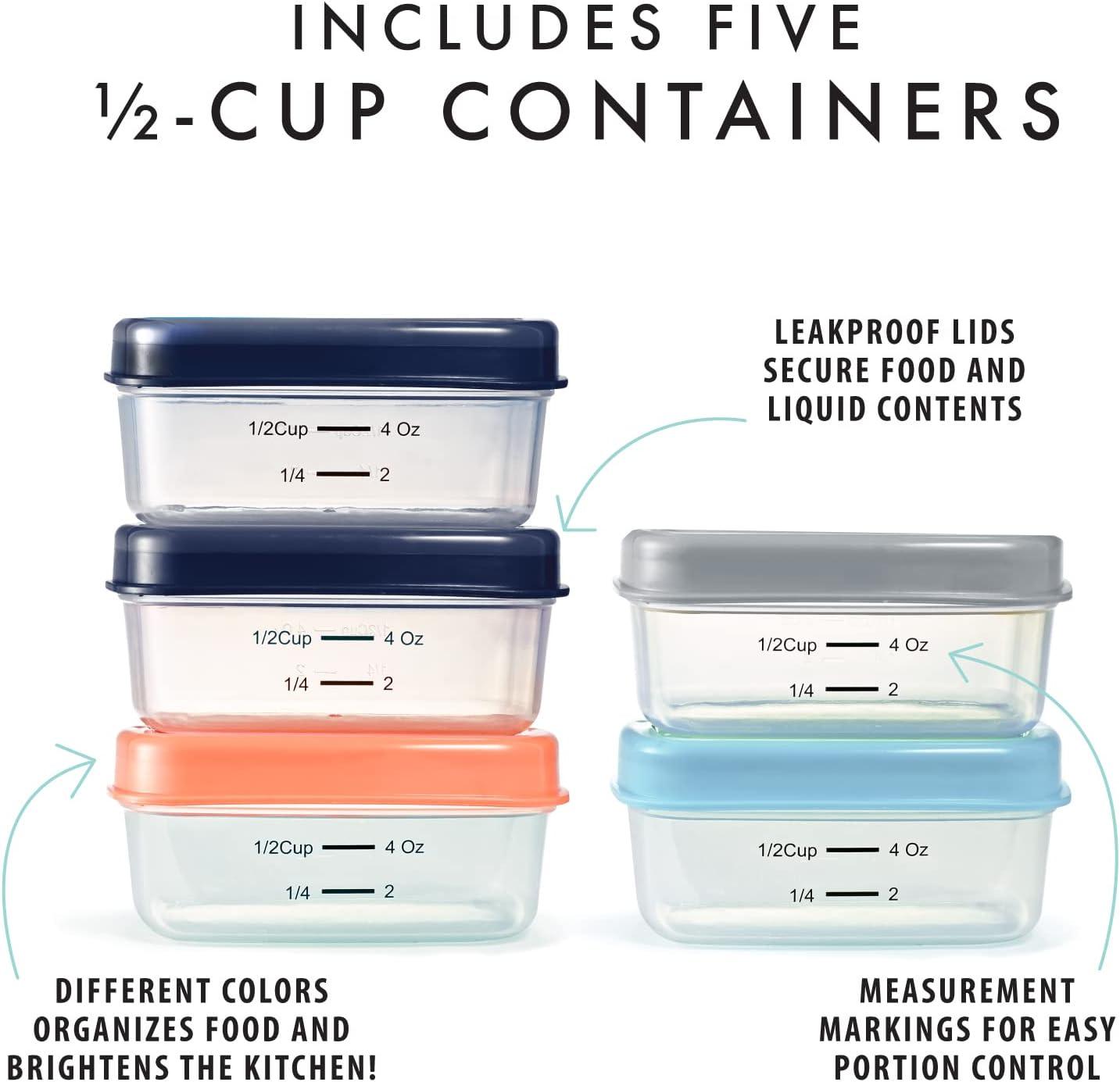 imageFit ampamp Fresh Small Plastic Containers With Lids 4 oz Snack Containers for Adults and Kids Reusable Leakproof Dressing and Condiment Containers Multicolor 5PK Light12 Cup