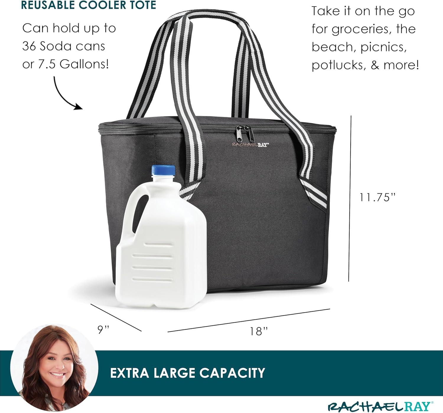 imageRachael Ray Insulated Thermal Canvas Tote IvoryBlack