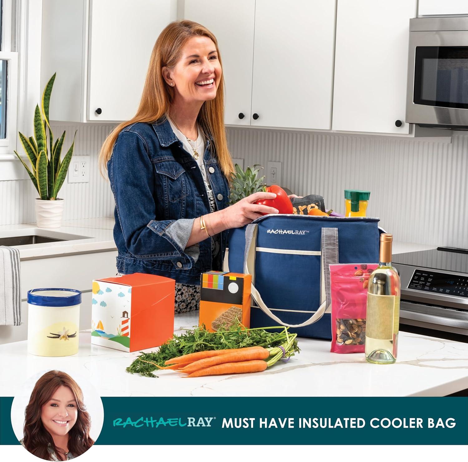 imageRachael Ray Insulated Thermal Canvas Tote IvoryNavy