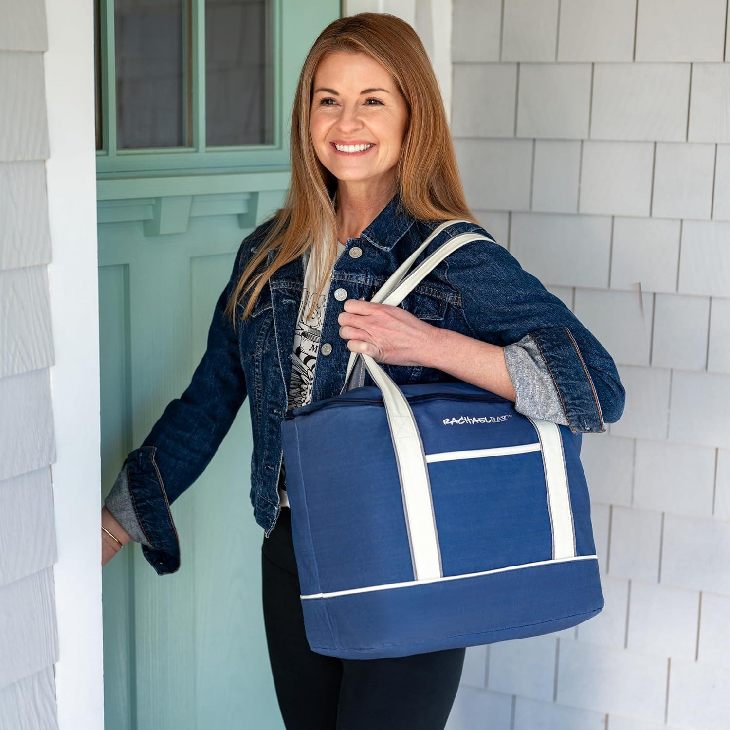 imageRachael Ray Insulated Thermal Canvas Tote IvoryNavy
