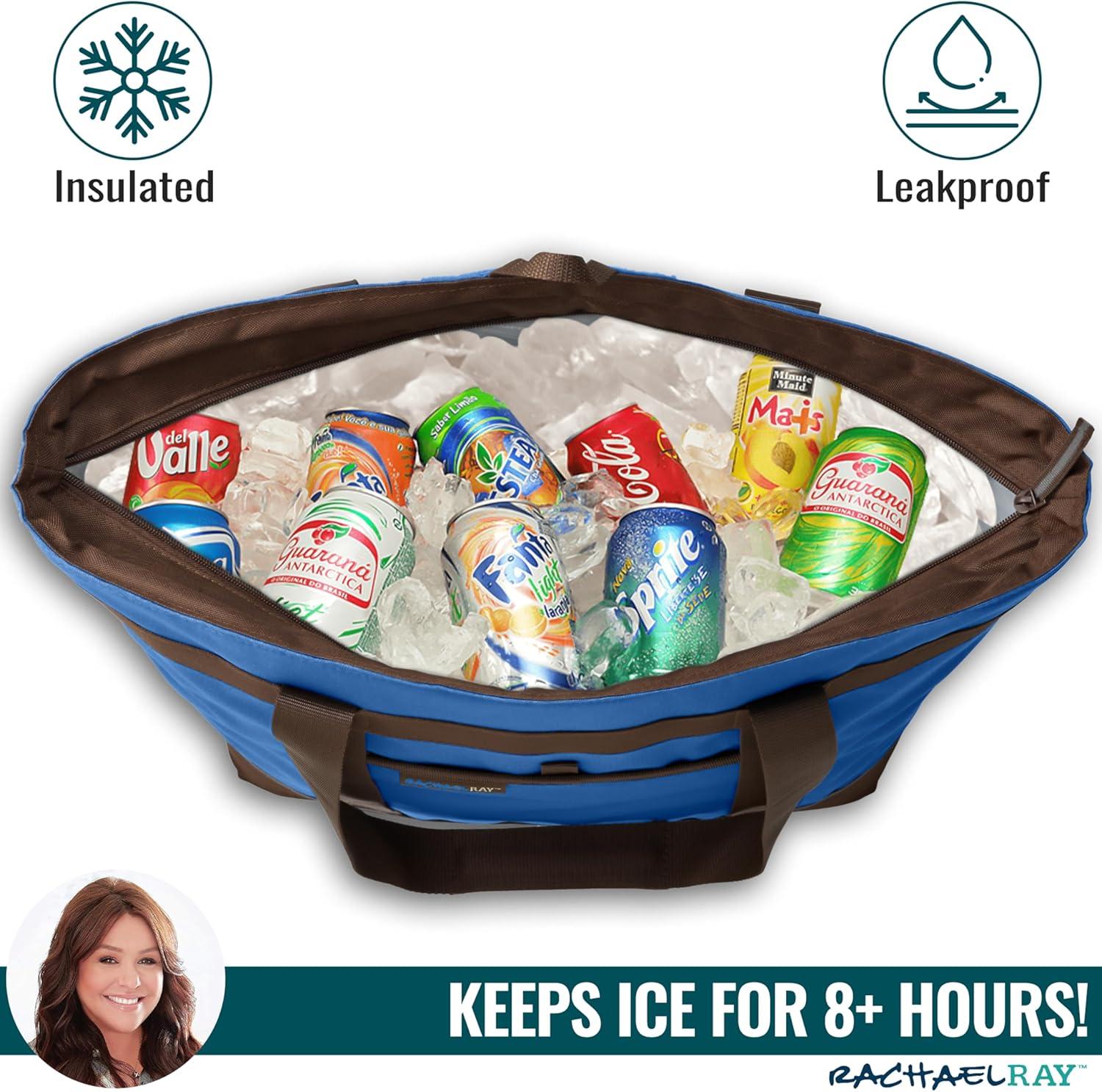 imageRachael Ray Jumbo Chillout Thermal Tote Insulated Soft Sided Cooler BagBlue