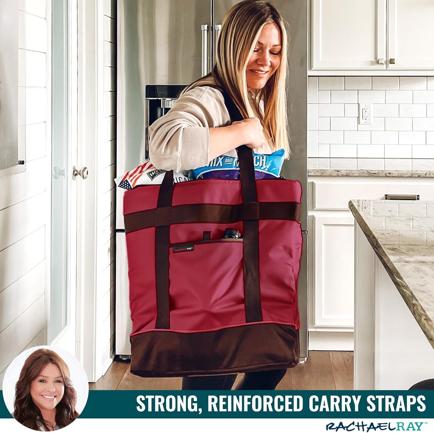 imageRachael Ray Jumbo Chillout Thermal Tote Insulated Soft Sided Cooler BagBurgundy