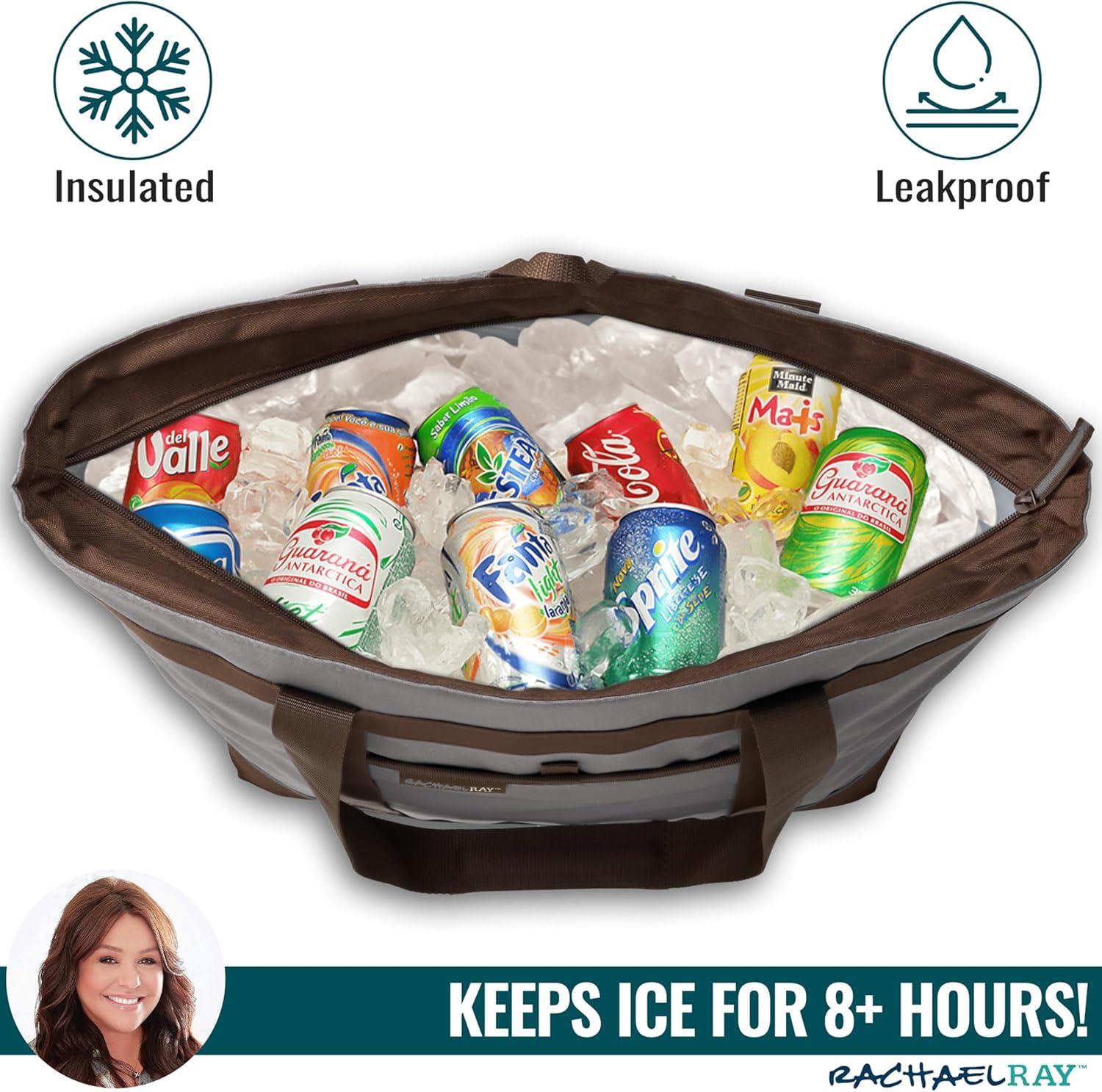 imageRachael Ray Jumbo Chillout Thermal Tote Insulated Soft Sided Cooler BagSea Salt Gray